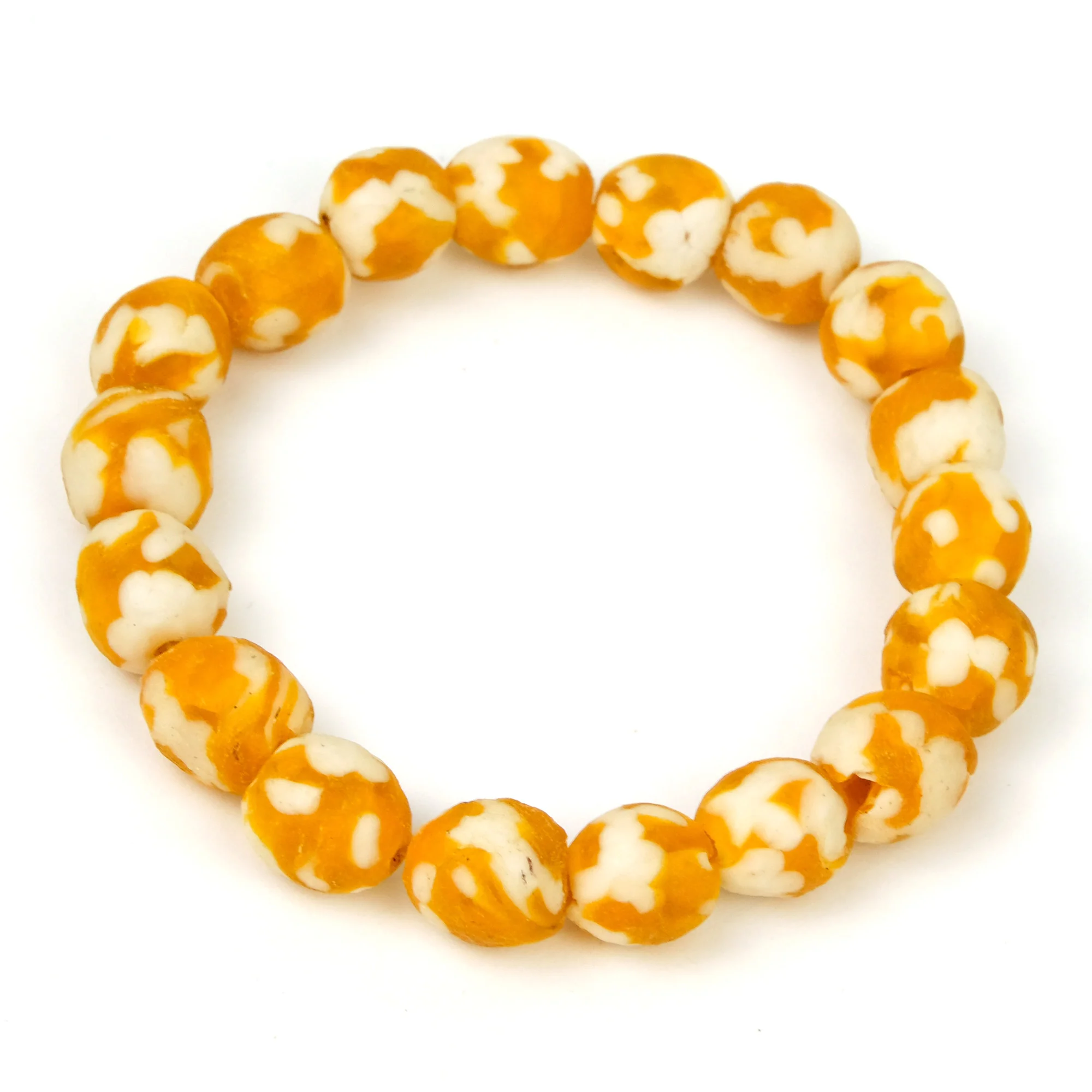 Hand Cast Marbled Powder Glass Bead Stretch Bracelet - Image 7