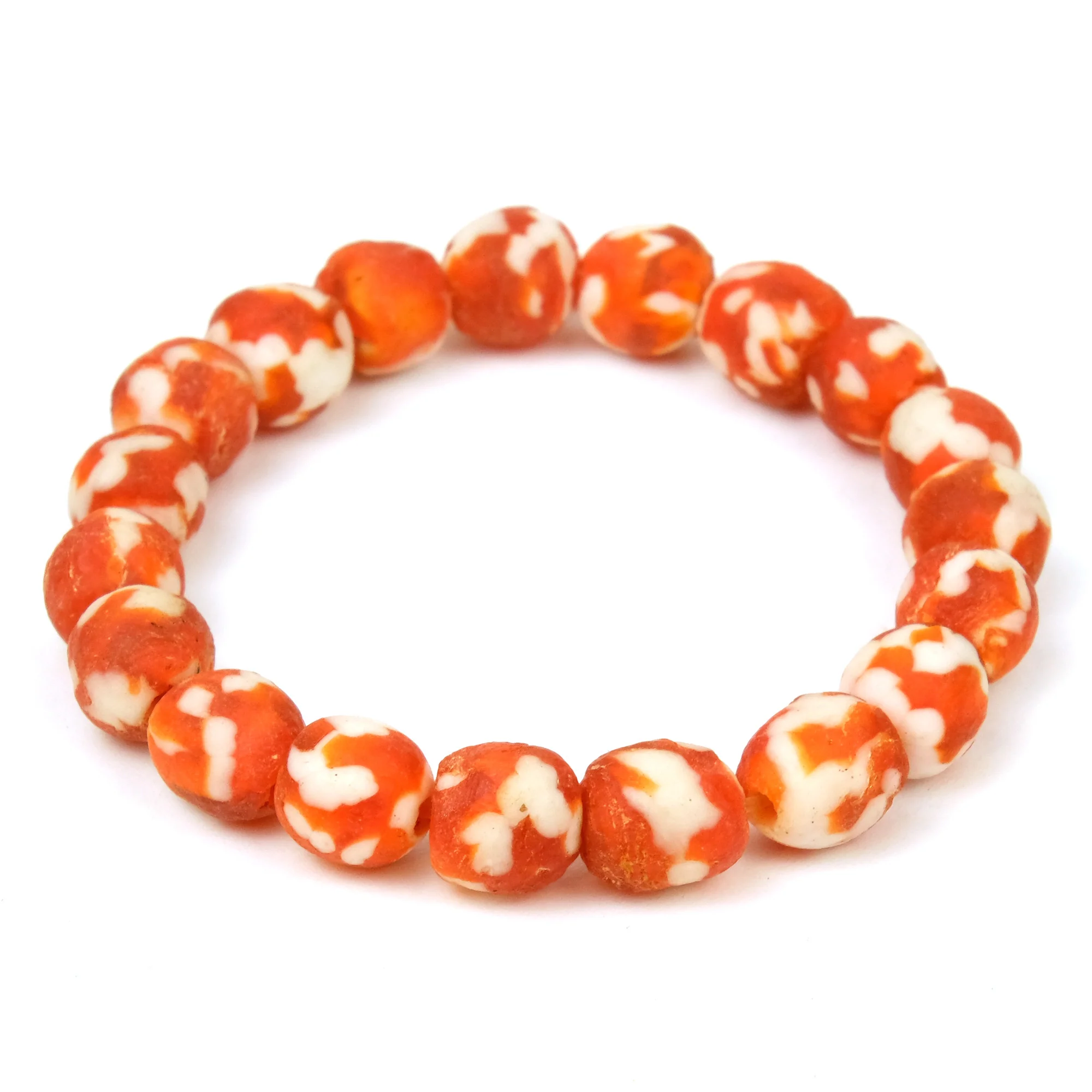 Hand Cast Marbled Powder Glass Bead Stretch Bracelet - Image 8
