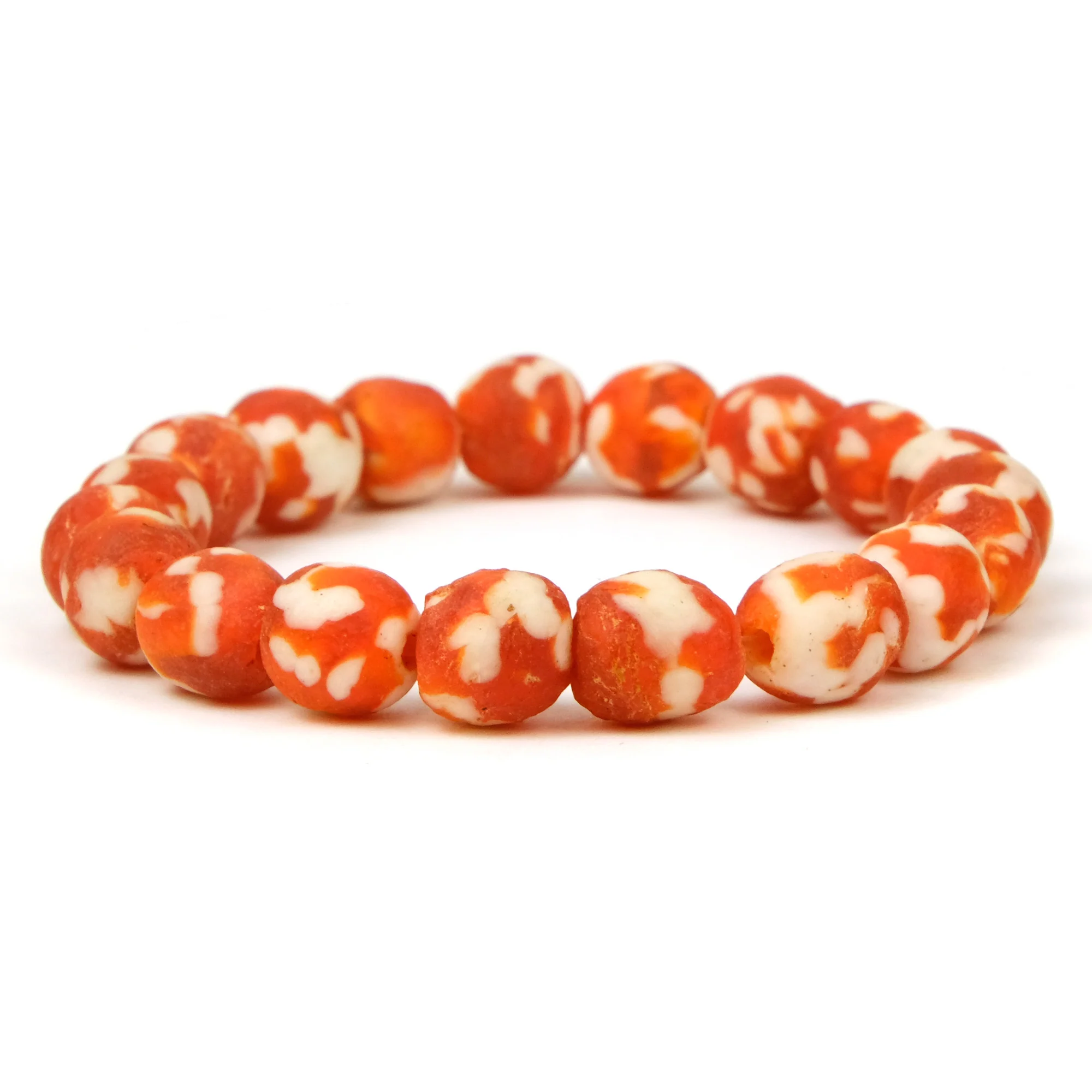 Hand Cast Marbled Powder Glass Bead Stretch Bracelet - Image 9