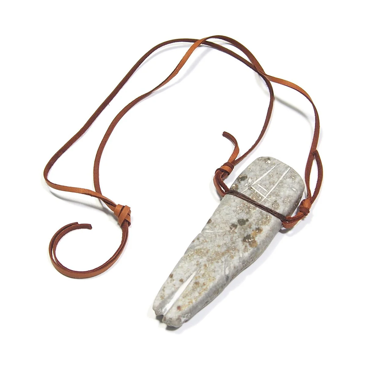 Pre-Columbian Axe God Figure in Schist Stone Necklace, A - Image 2