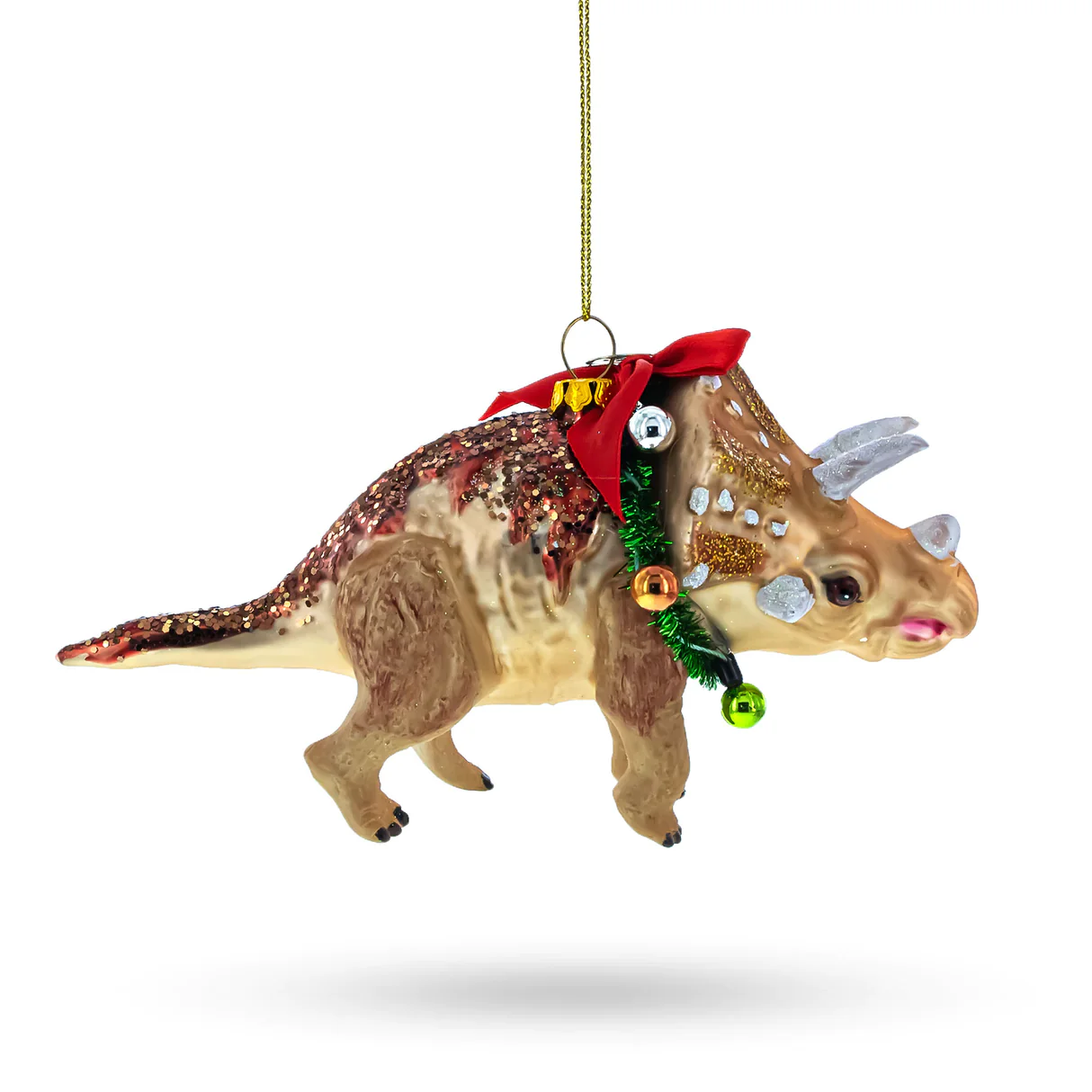 Cutie Pie Triceratops Dinosaur in Wreath Ornament - Image 2