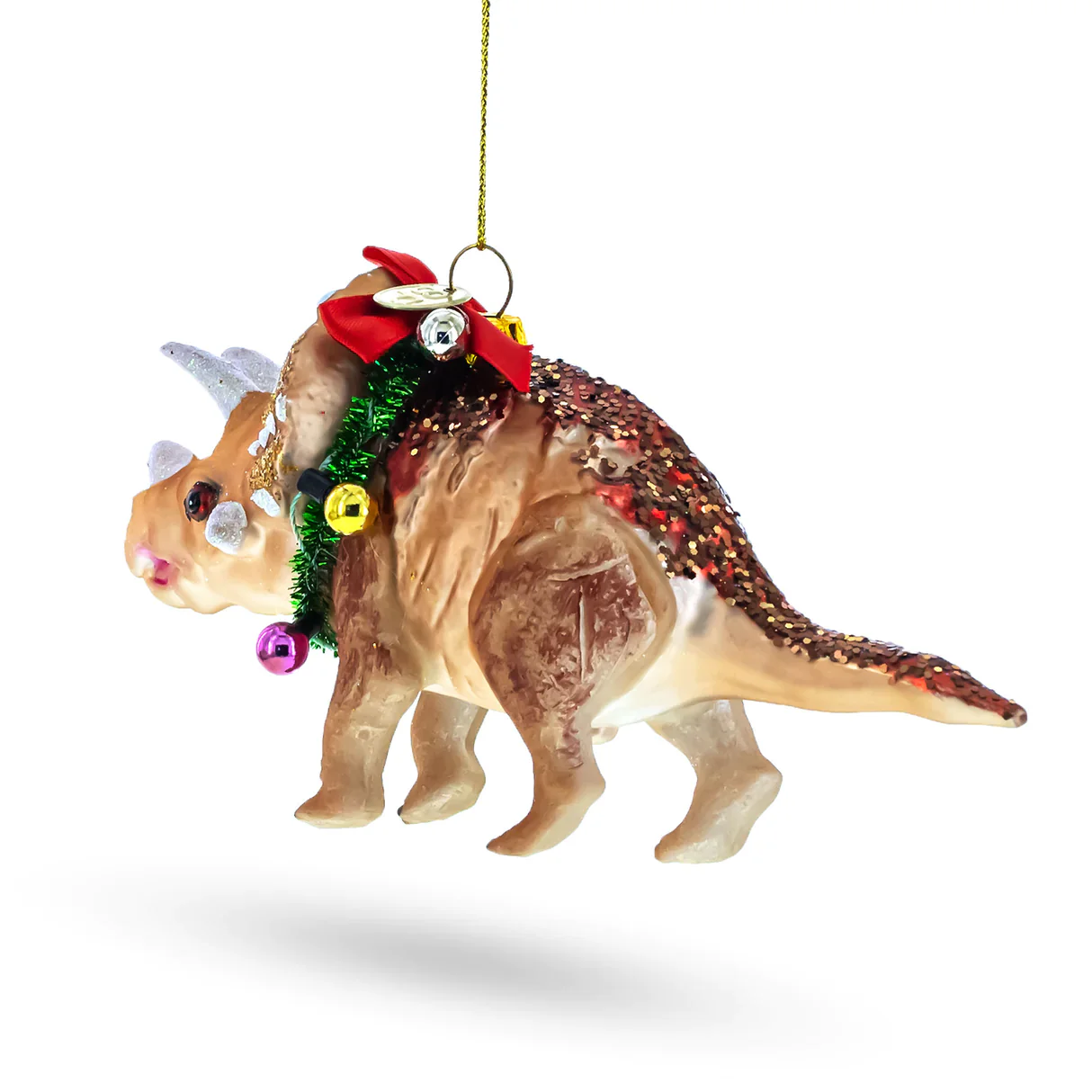 Cutie Pie Triceratops Dinosaur in Wreath Ornament - Image 3