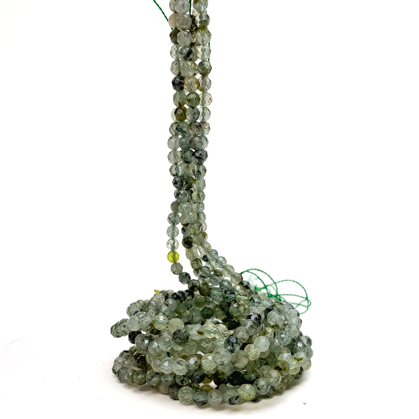 Prehnite 4mm Faceted Rounds Bead Strand - Image 4