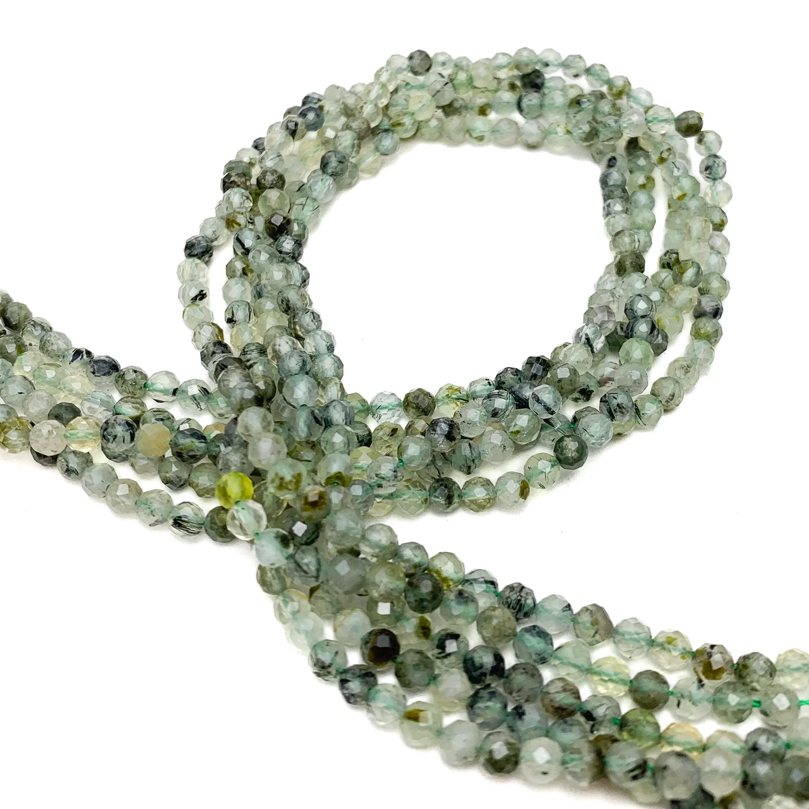 Prehnite 4mm Faceted Rounds Bead Strand - Image 5