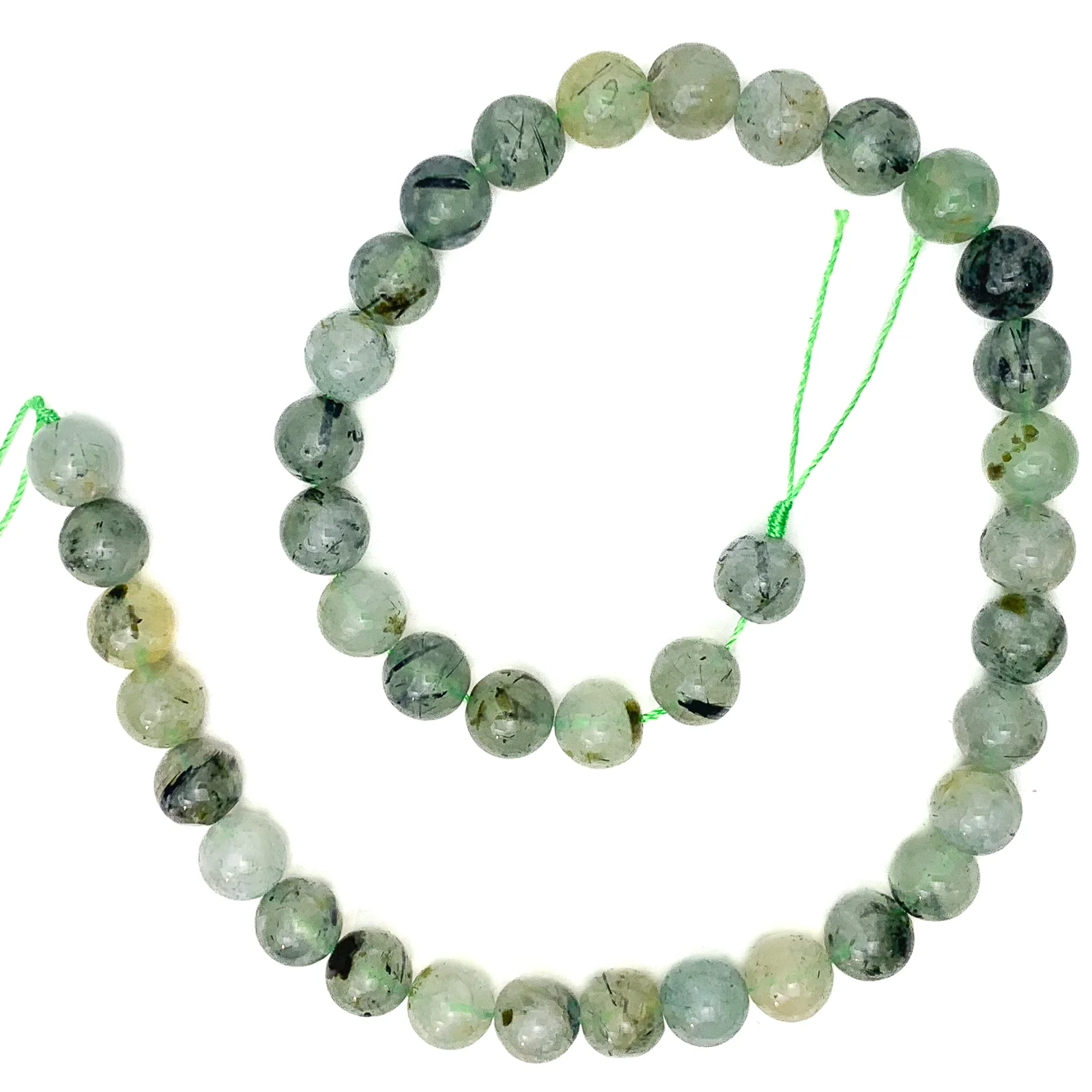 Prehnite Rutile 10mm Smooth Rounds Bead Strand - Image 2