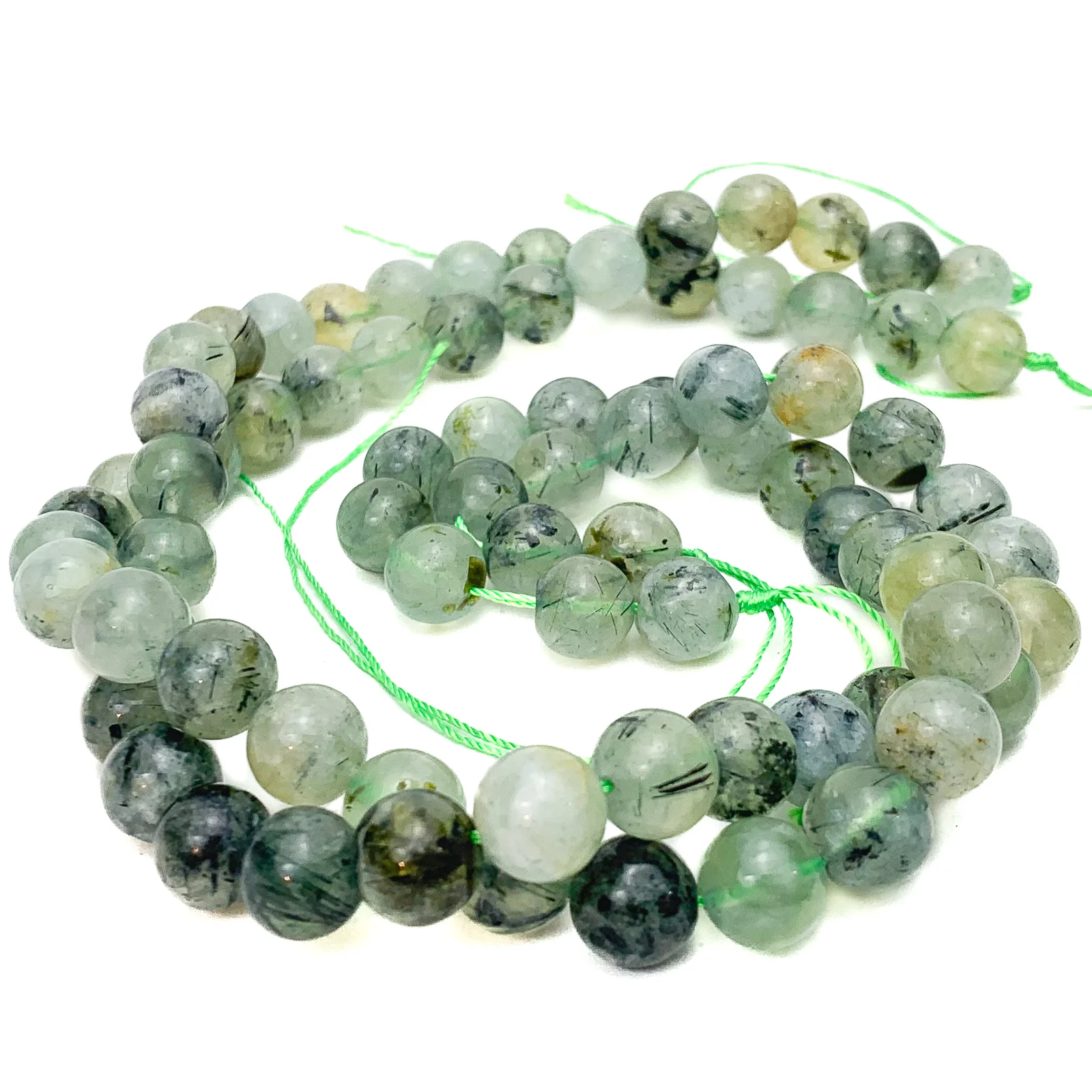 Prehnite Rutile 10mm Smooth Rounds Bead Strand - Image 4