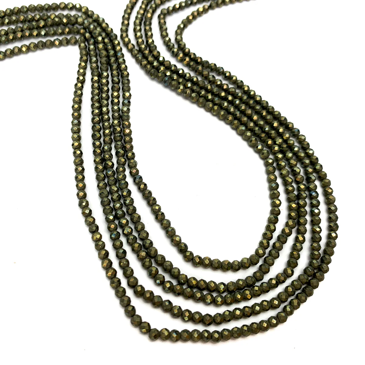 Pyrite 2mm Faceted Rounds Strand - Image 2