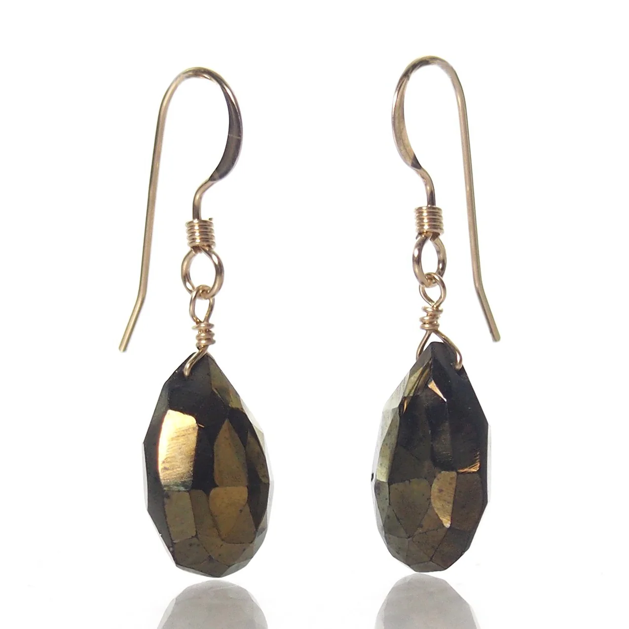Pyrite (AB Finish) Earrings with Gold Filled French Earwires - Image 2