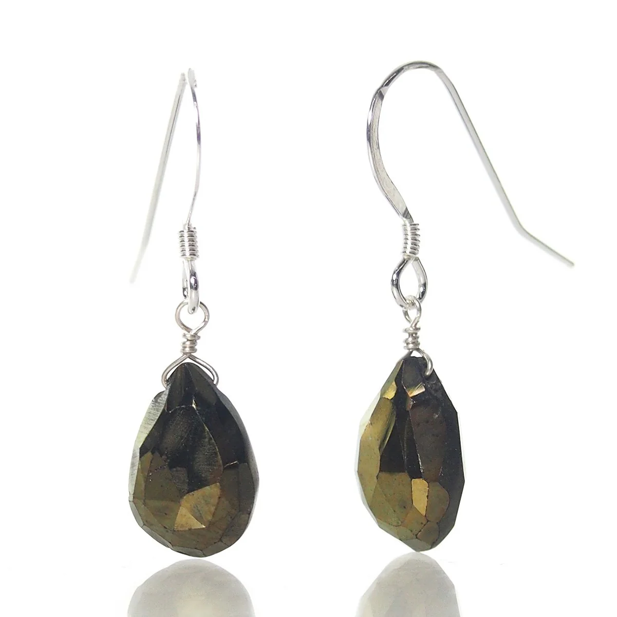 Pyrite (AB Finish) Earrings with Sterling Silver French Earwires - Image 2