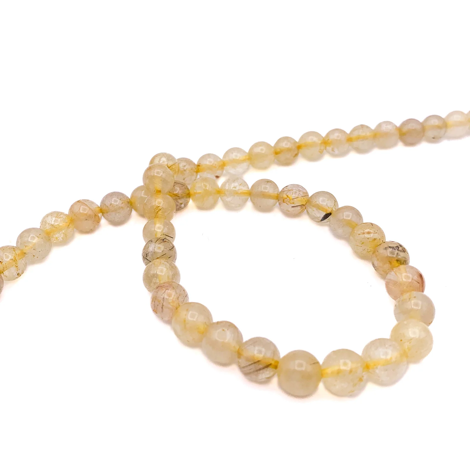 Quartz Rutilated 8.5mm Smooth Rounds Bead Strand - Image 3