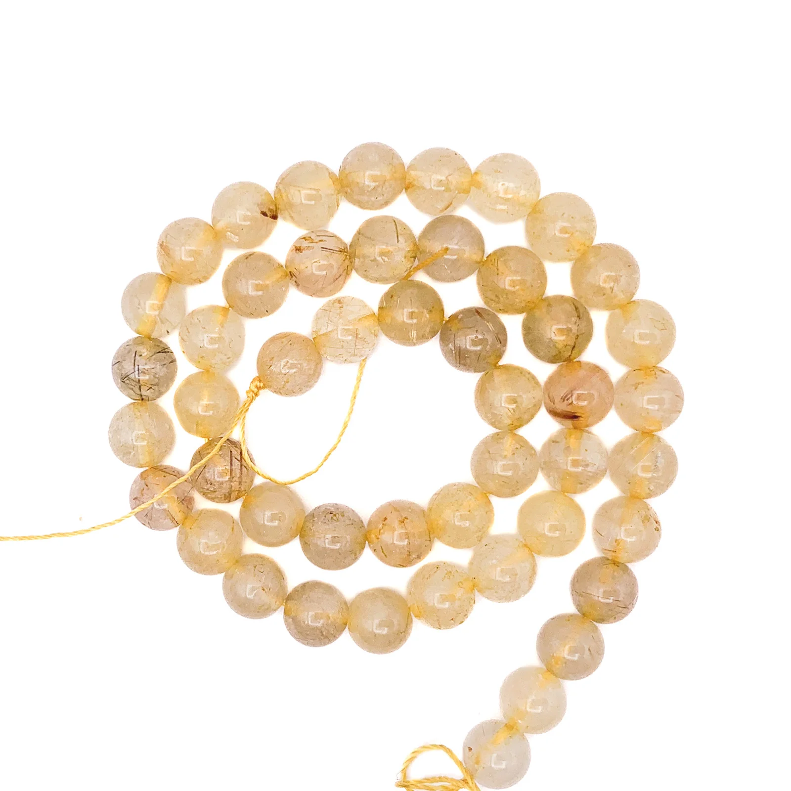 Quartz Rutilated 8.5mm Smooth Rounds Bead Strand - Image 4