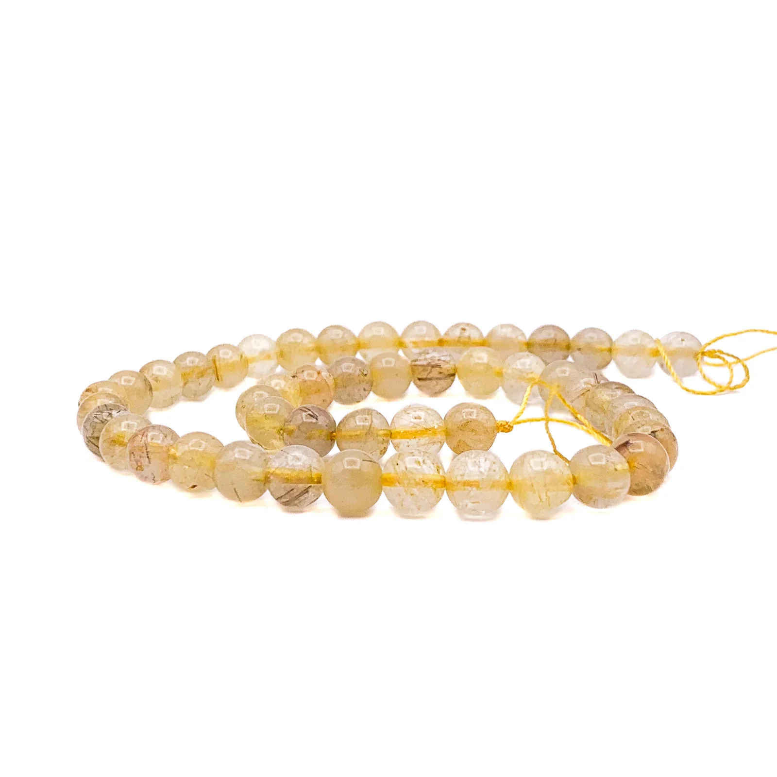 Quartz Rutilated 8.5mm Smooth Rounds Bead Strand - Image 5