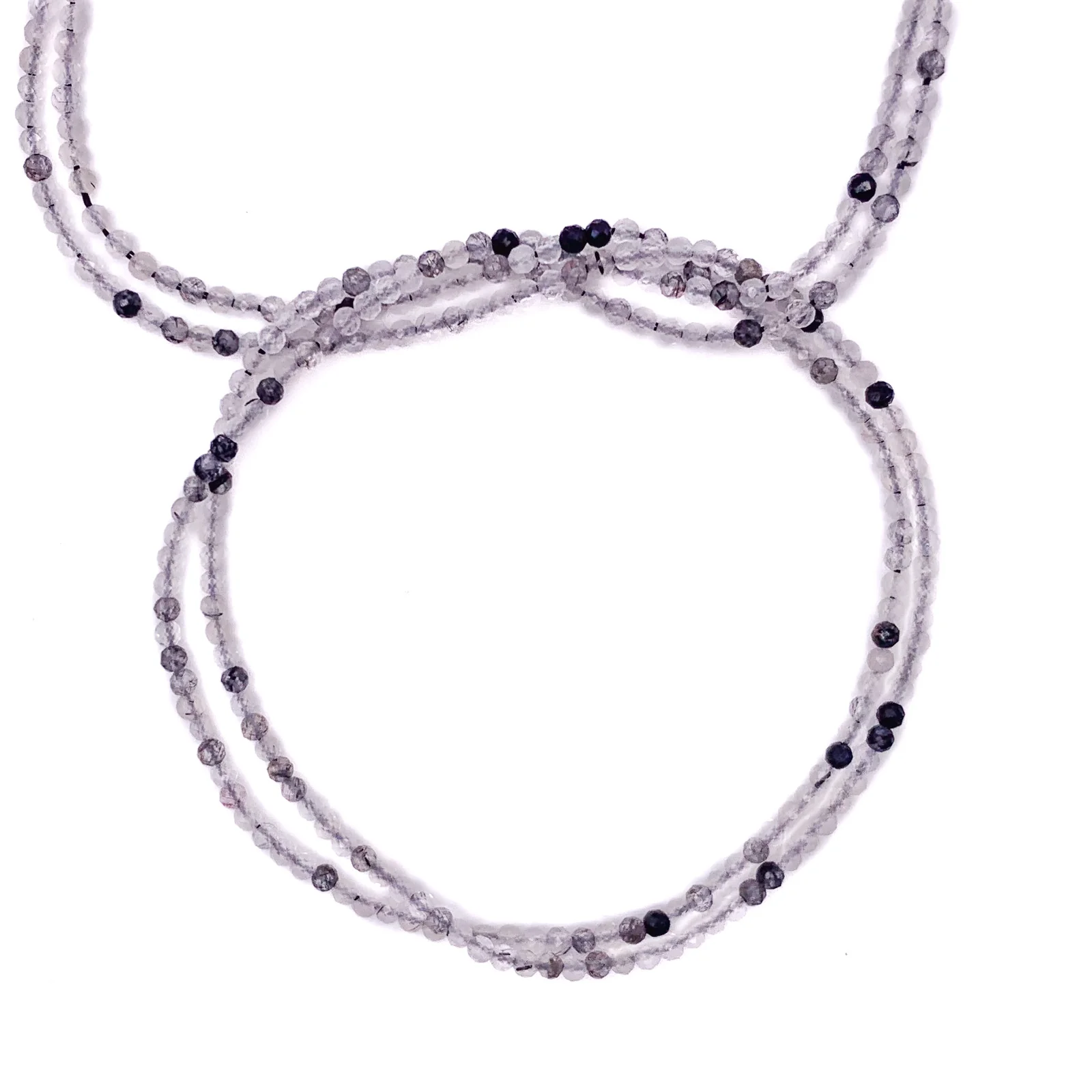 Quartz Rutilated Black 2mm Faceted Round Bead Strand - Image 3