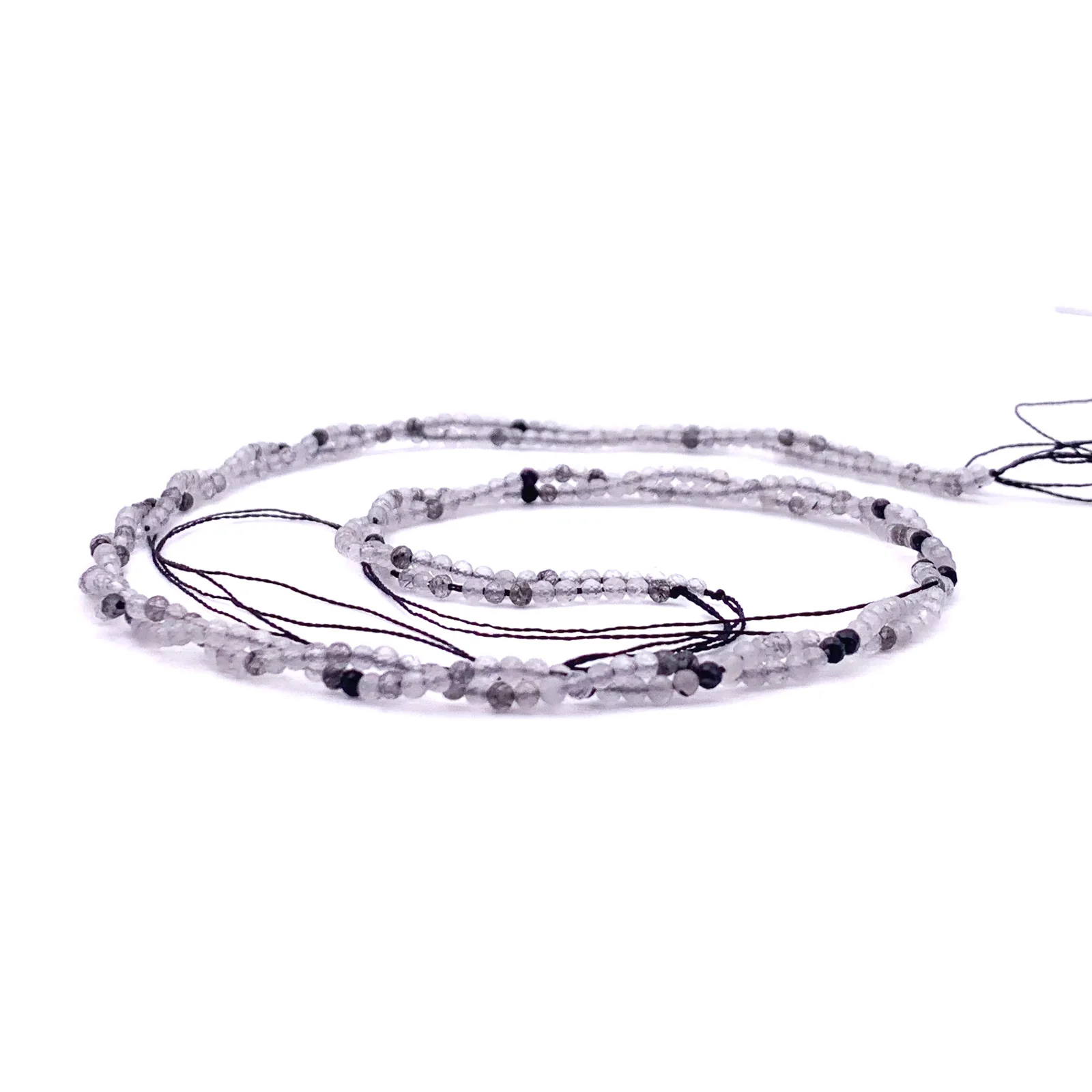 Quartz Rutilated Black 2mm Faceted Round Bead Strand - Image 7