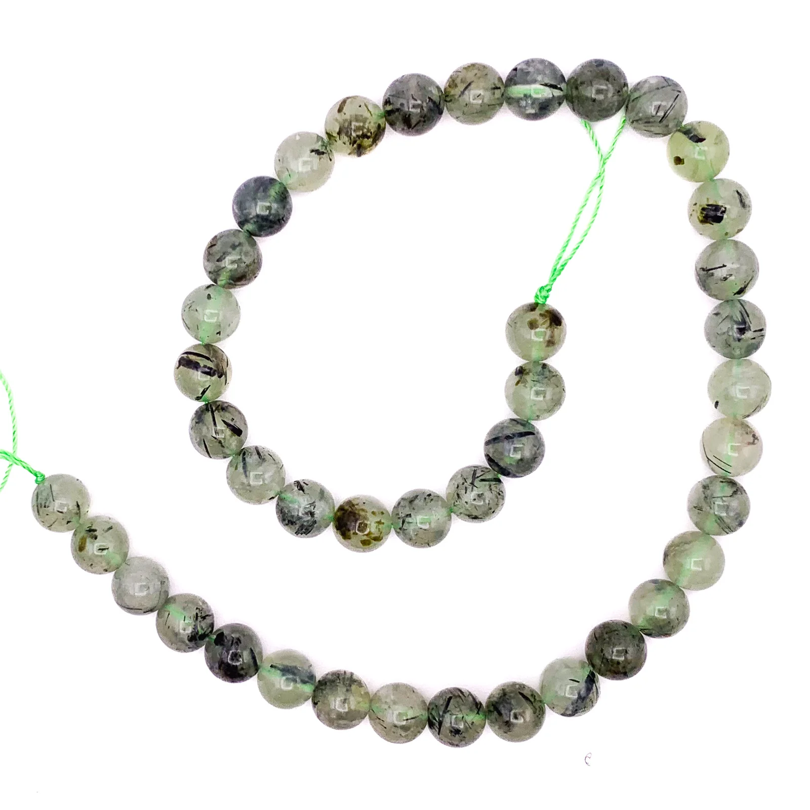 Quartz Rutilated Green 10mm Smooth Rounds Bead Strand - Image 2