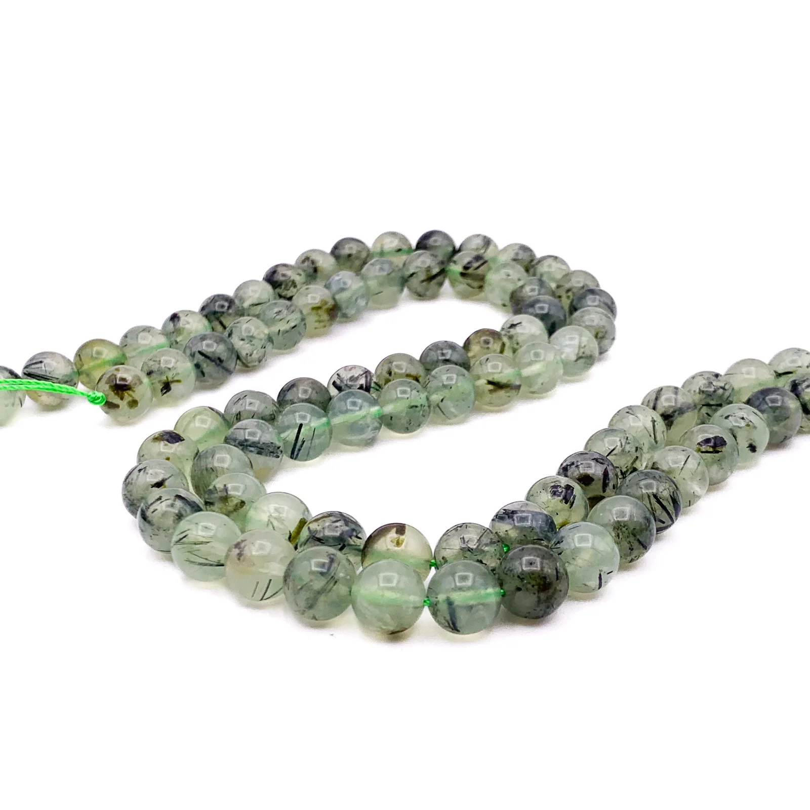 Quartz Rutilated Green 10mm Smooth Rounds Bead Strand - Image 3