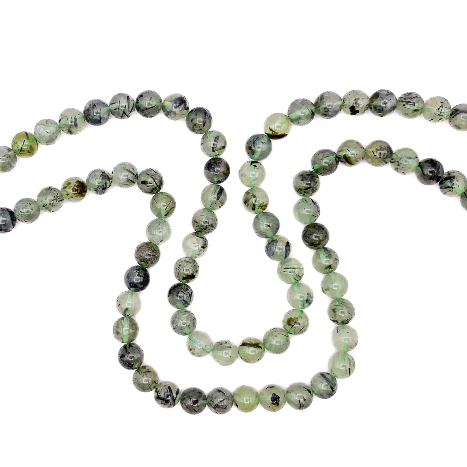 Quartz Rutilated Green 10mm Smooth Rounds Bead Strand - Image 4