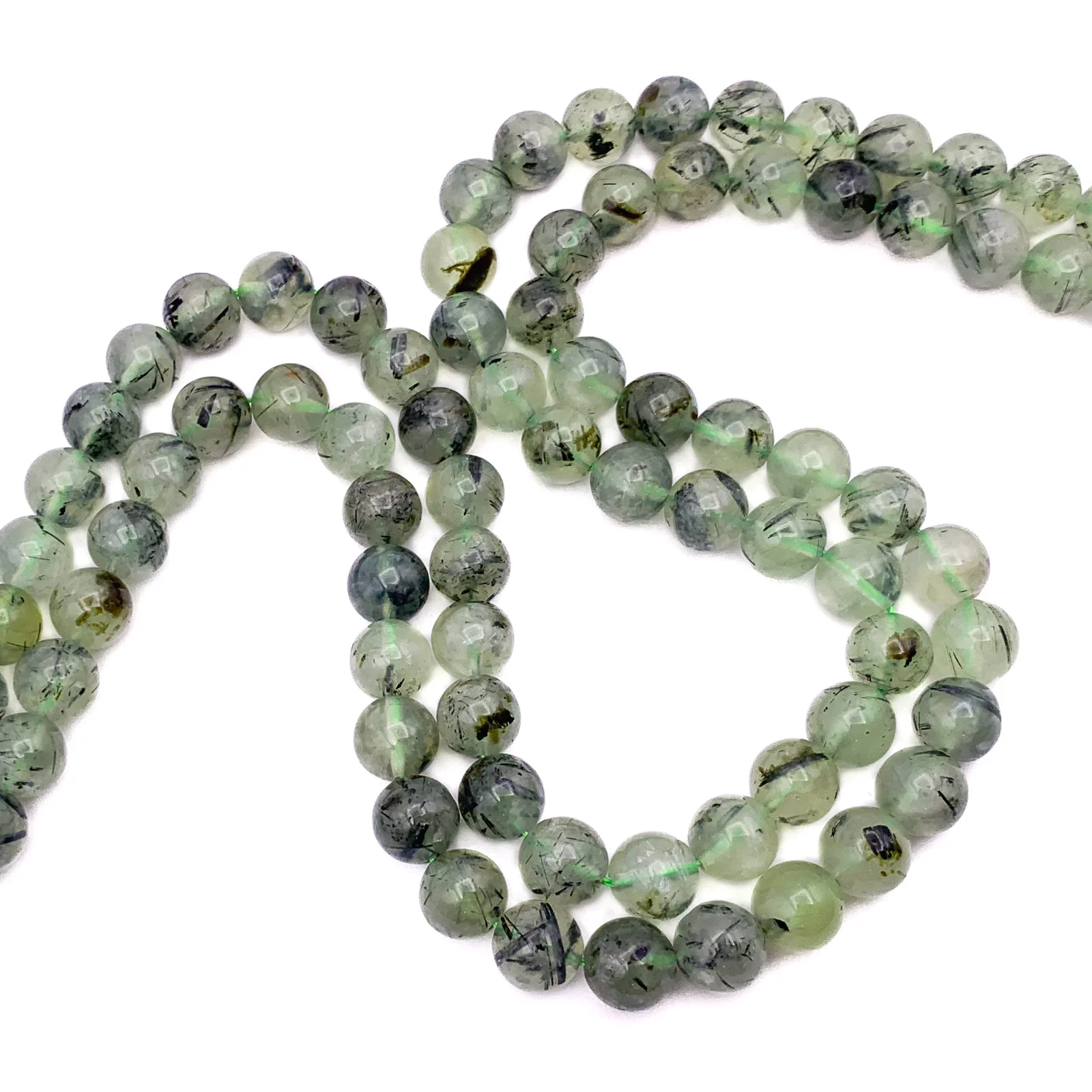 Quartz Rutilated Green 10mm Smooth Rounds Bead Strand - Image 5
