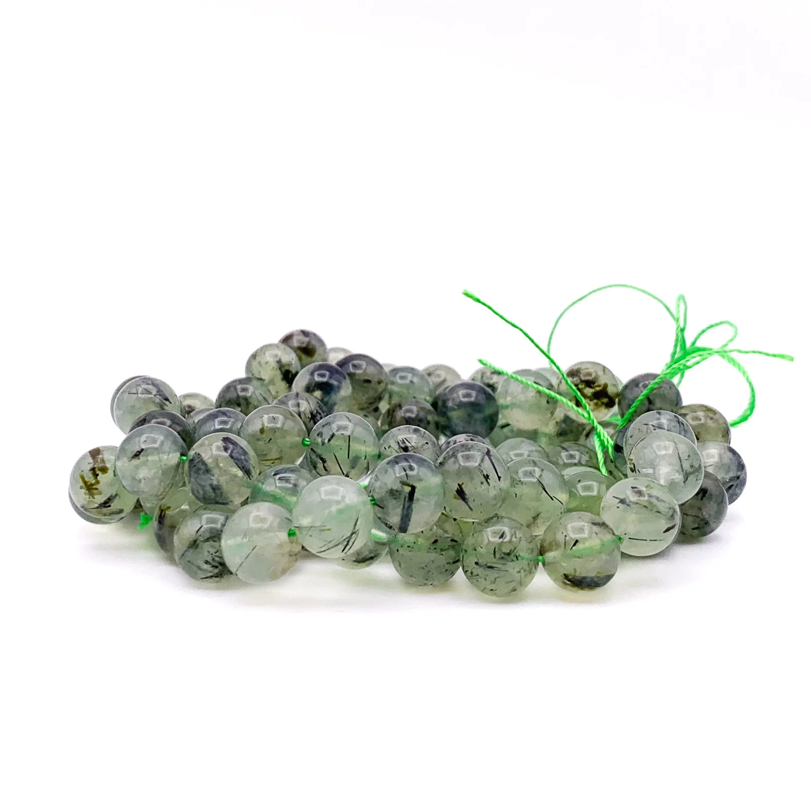 Quartz Rutilated Green 10mm Smooth Rounds Bead Strand - Image 7