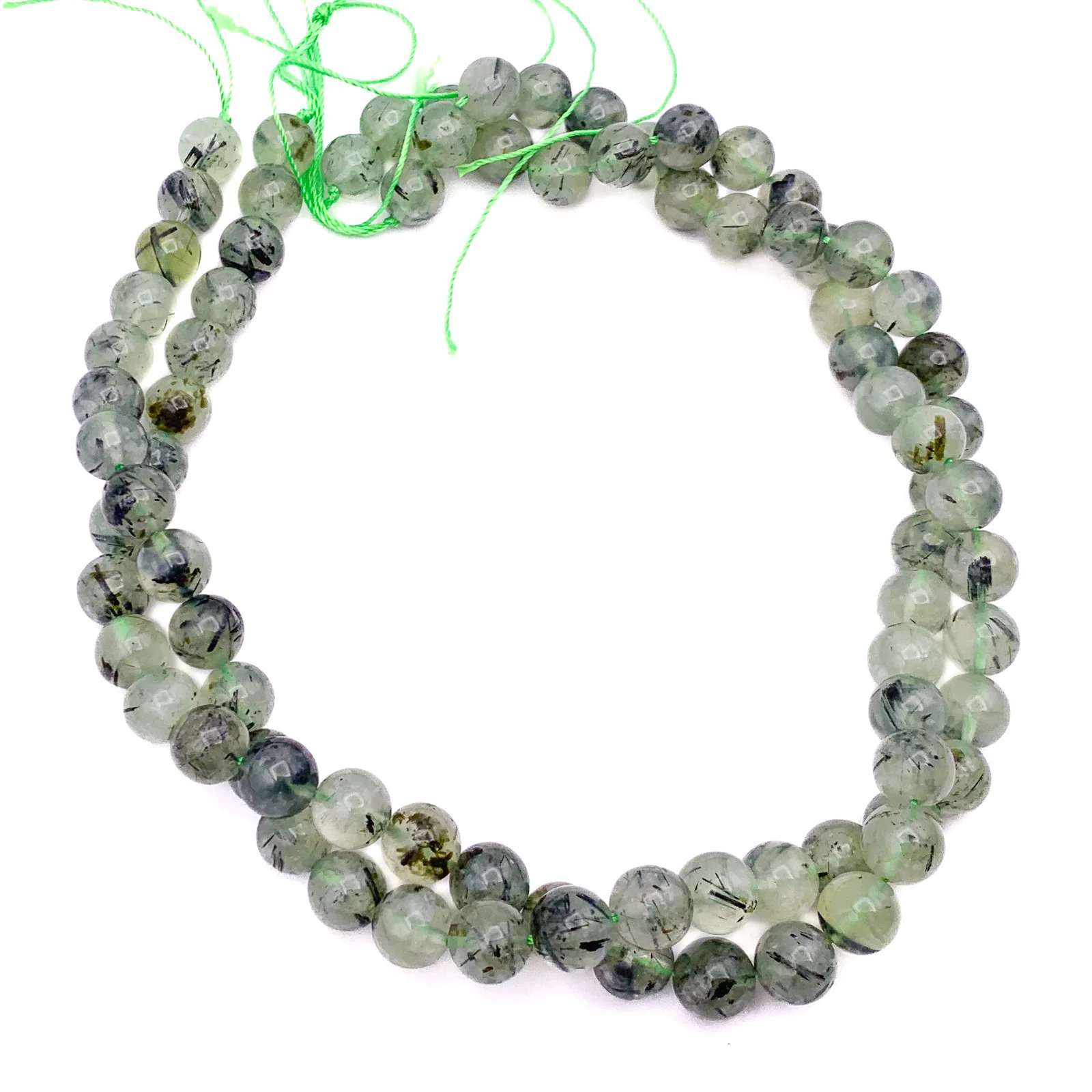 Quartz Rutilated Green 10mm Smooth Rounds Bead Strand - Image 8