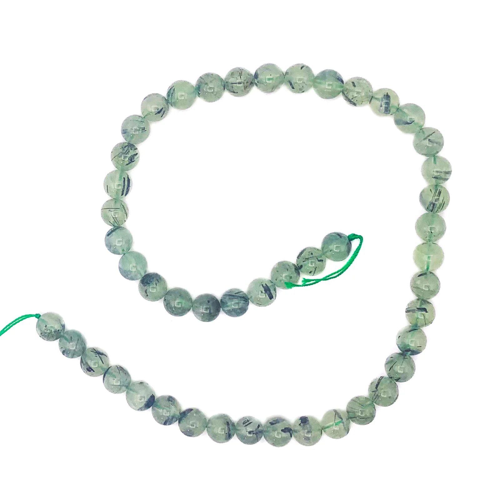 Quartz Rutilated Green 8mm Smooth Rounds Bead Strand - Image 2