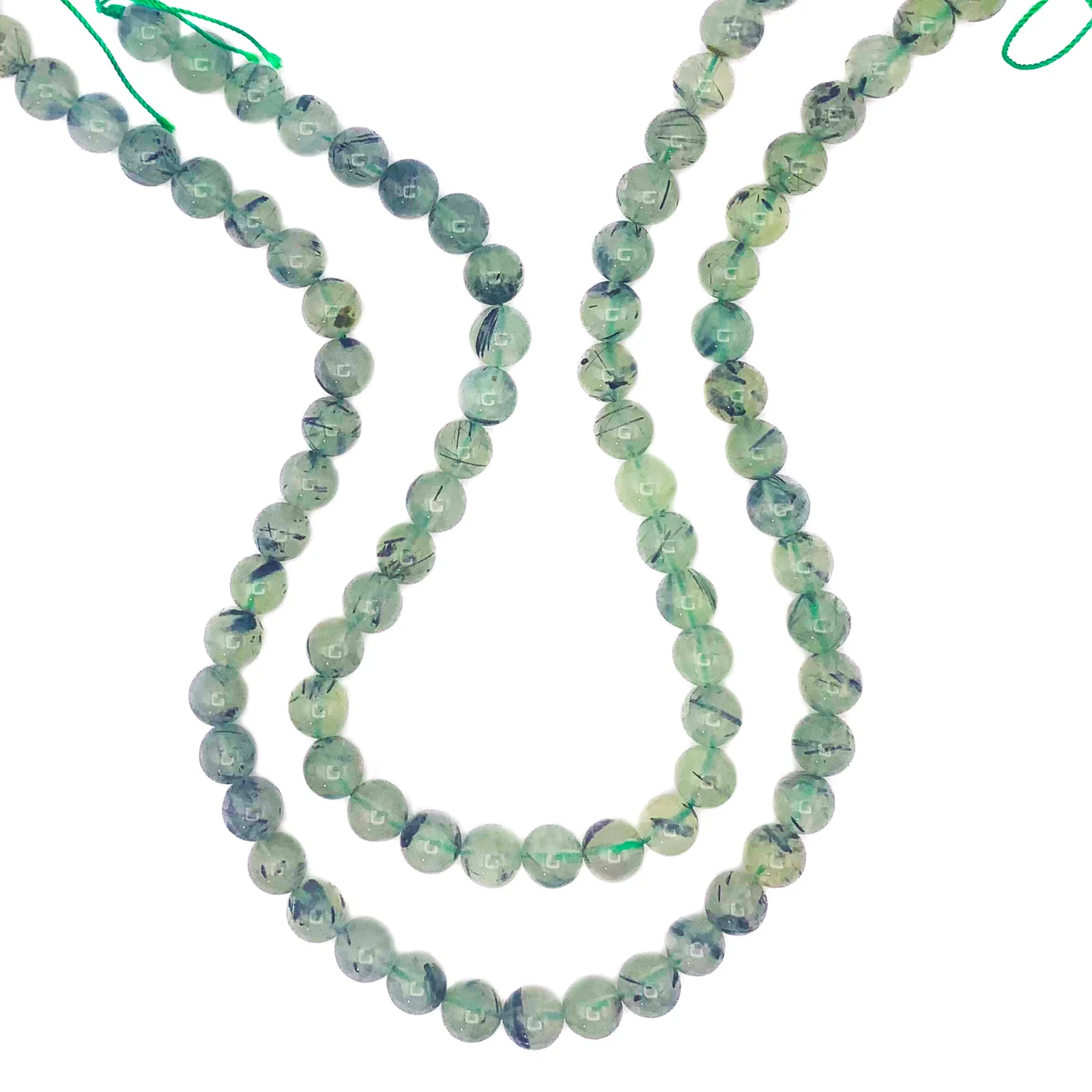 Quartz Rutilated Green 8mm Smooth Rounds Bead Strand - Image 4