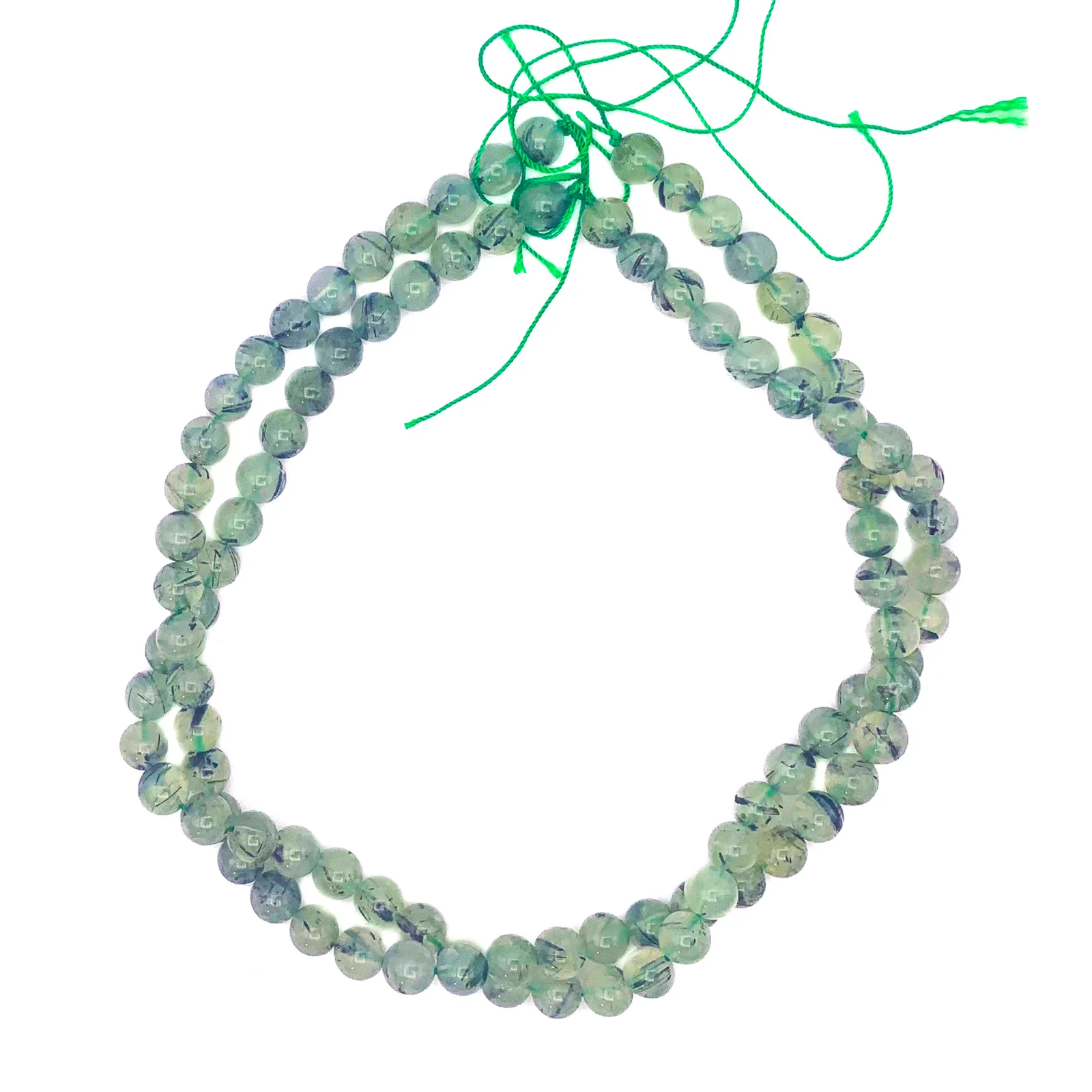 Quartz Rutilated Green 8mm Smooth Rounds Bead Strand - Image 6