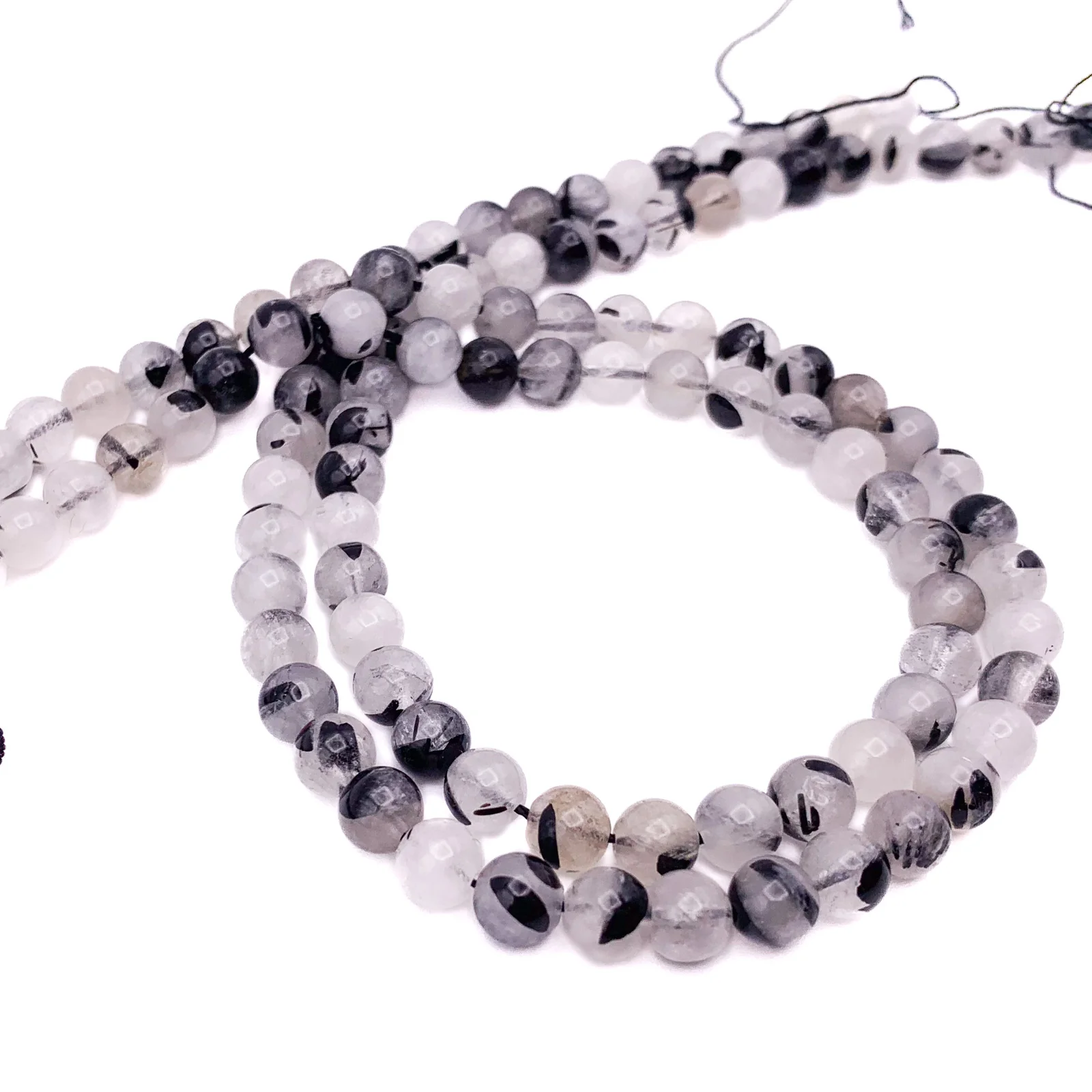 Quartz Tourmalated 6mm Smooth Rounds Bead Strand - Image 3