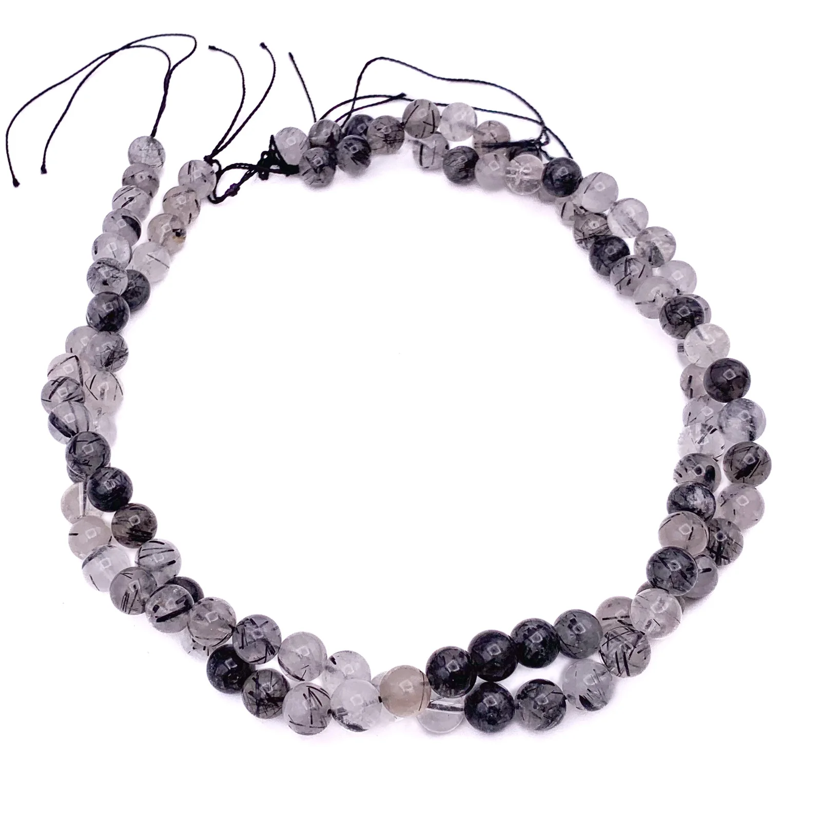 Quartz Tourmalated Black 8mm Smooth Rounds Bead Strand - Image 10