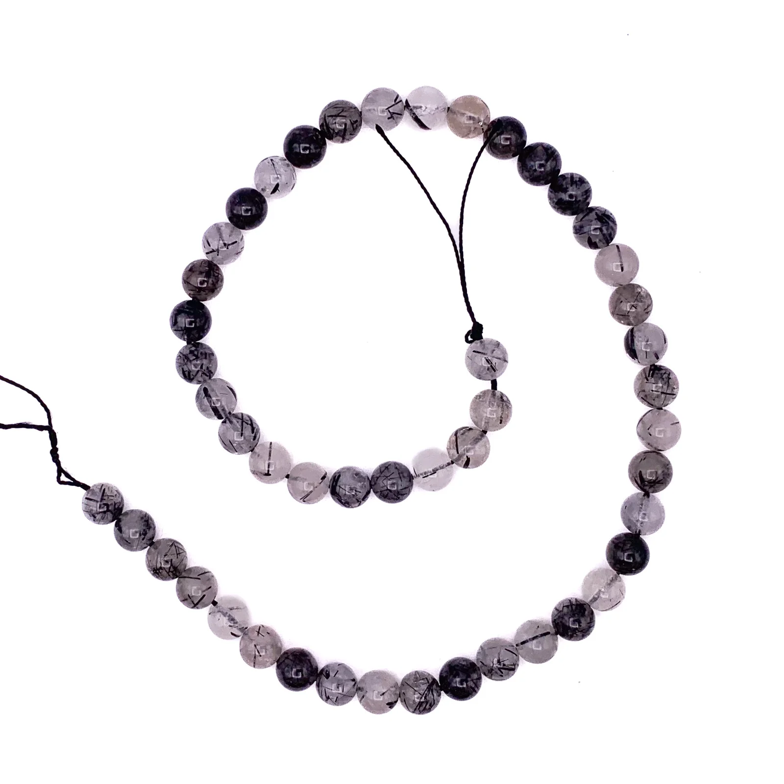 Quartz Tourmalated Black 8mm Smooth Rounds Bead Strand - Image 2