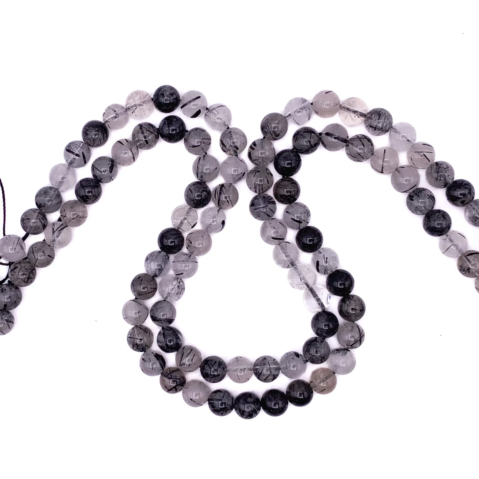 Quartz Tourmalated Black 8mm Smooth Rounds Bead Strand - Image 3