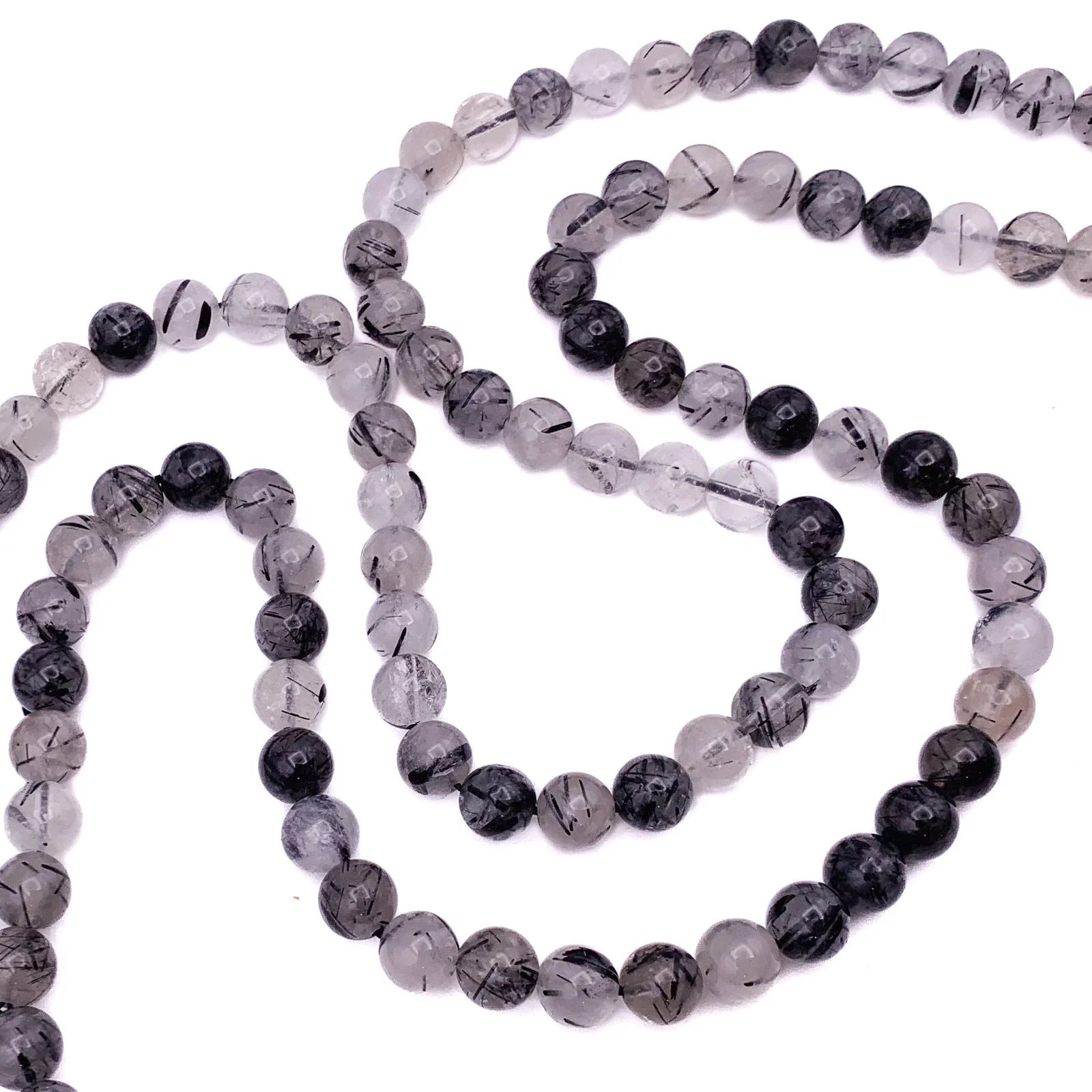 Quartz Tourmalated Black 8mm Smooth Rounds Bead Strand - Image 4