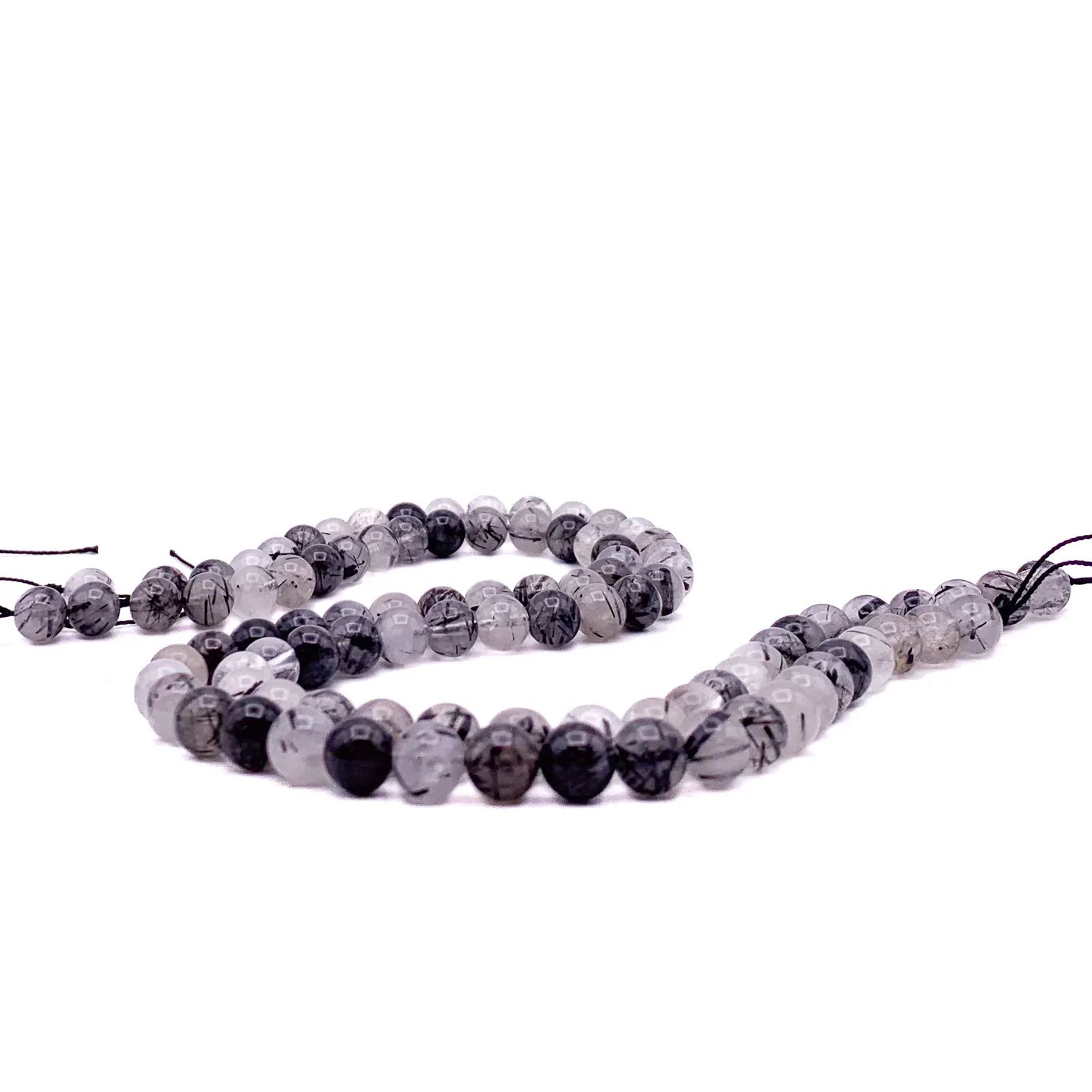 Quartz Tourmalated Black 8mm Smooth Rounds Bead Strand - Image 5