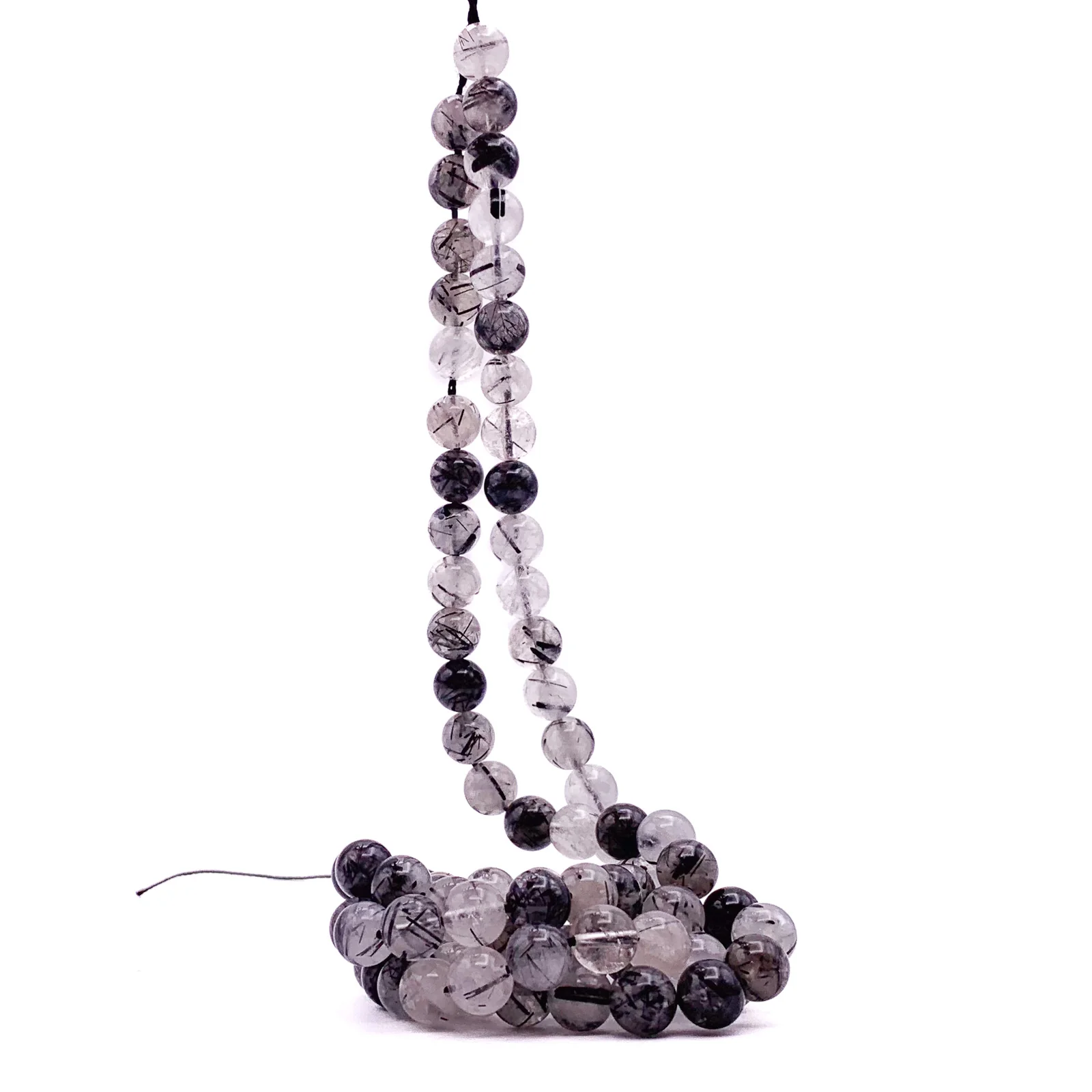 Quartz Tourmalated Black 8mm Smooth Rounds Bead Strand - Image 8