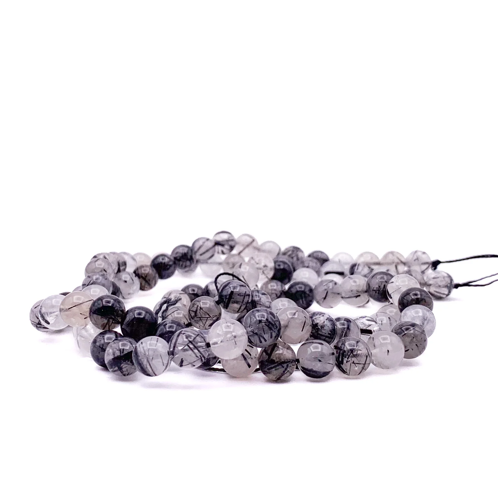 Quartz Tourmalated Black 8mm Smooth Rounds Bead Strand - Image 9