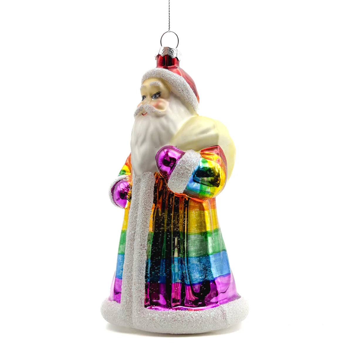 Rainbow Santa Glass Ornament - Image 2