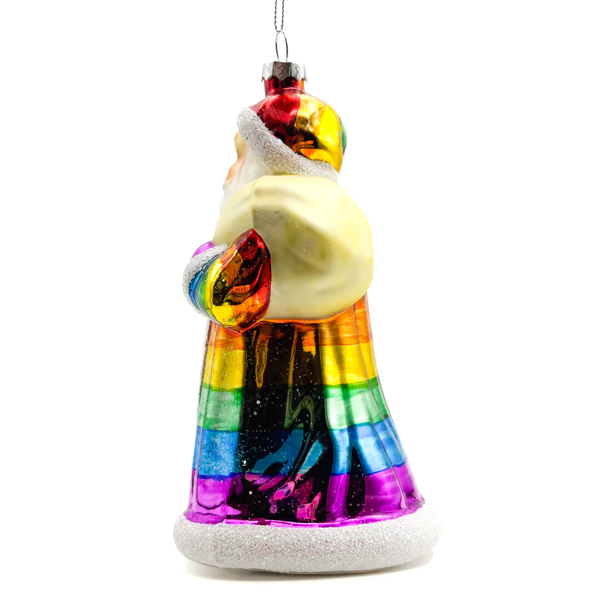 Rainbow Santa Glass Ornament - Image 4