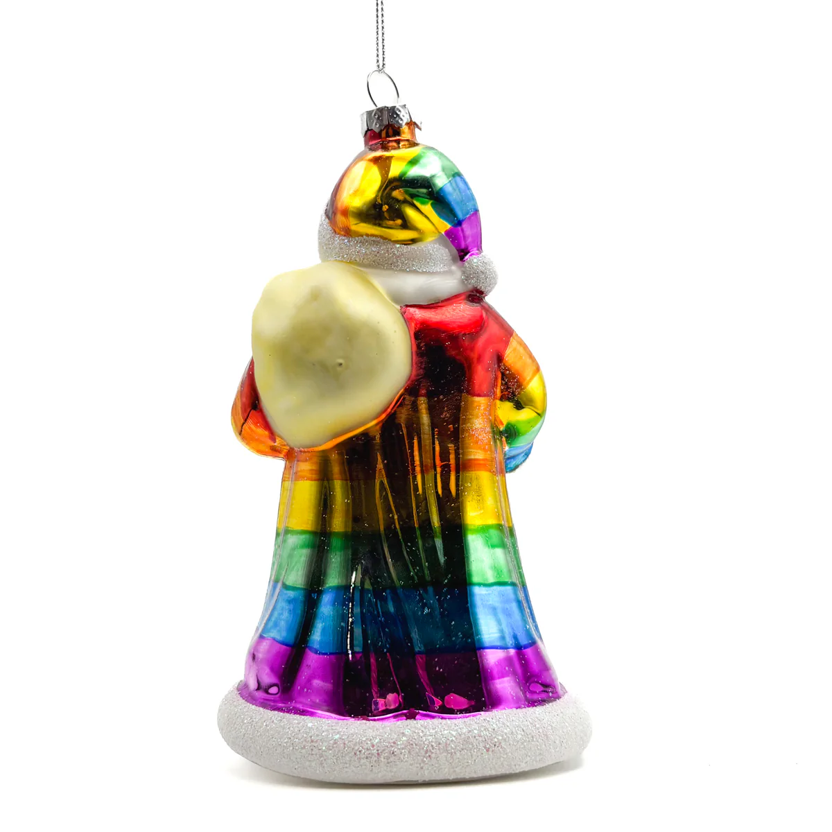 Rainbow Santa Glass Ornament - Image 5