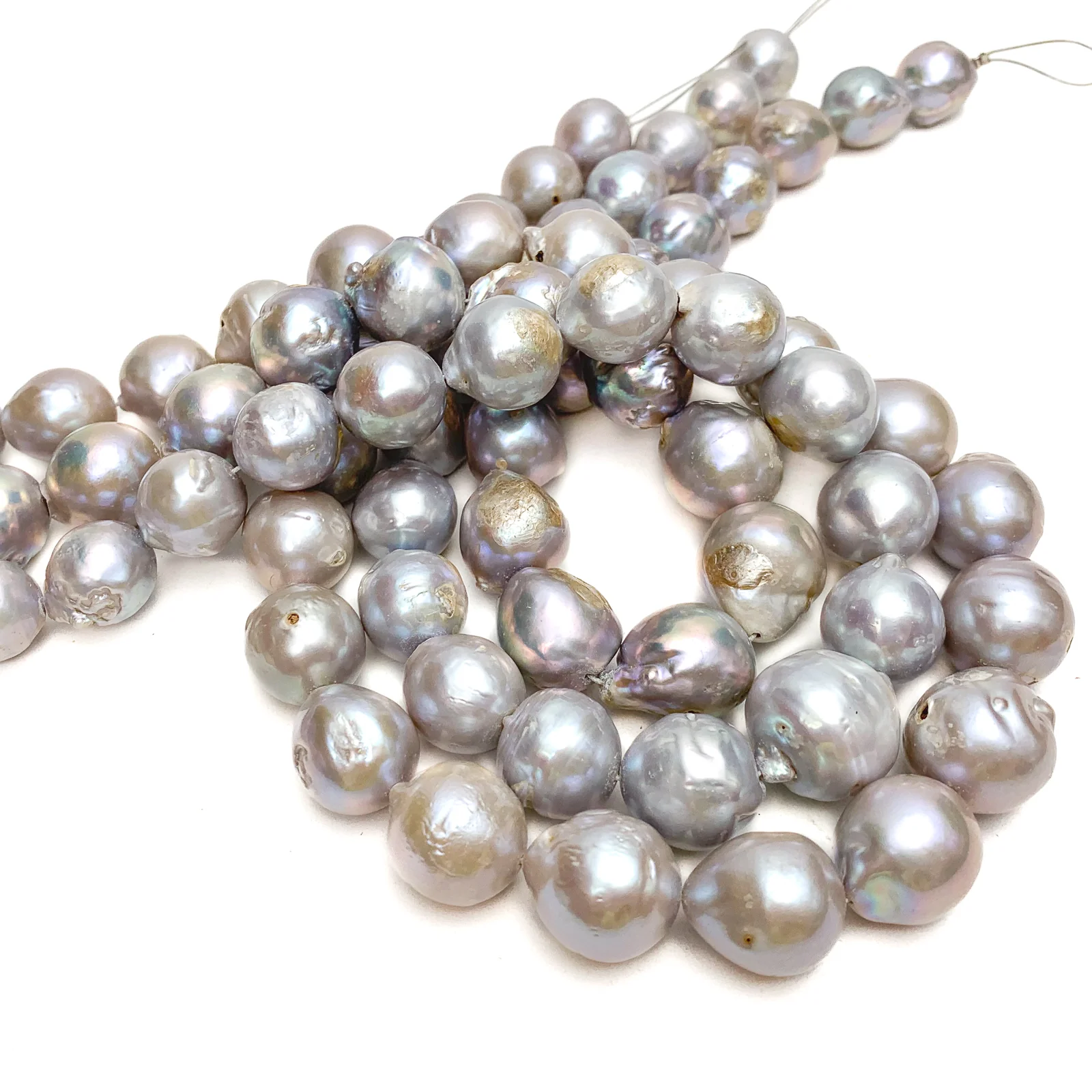 Rainbow Silver Round Freshwater Pearl Bead Strand - Image 2