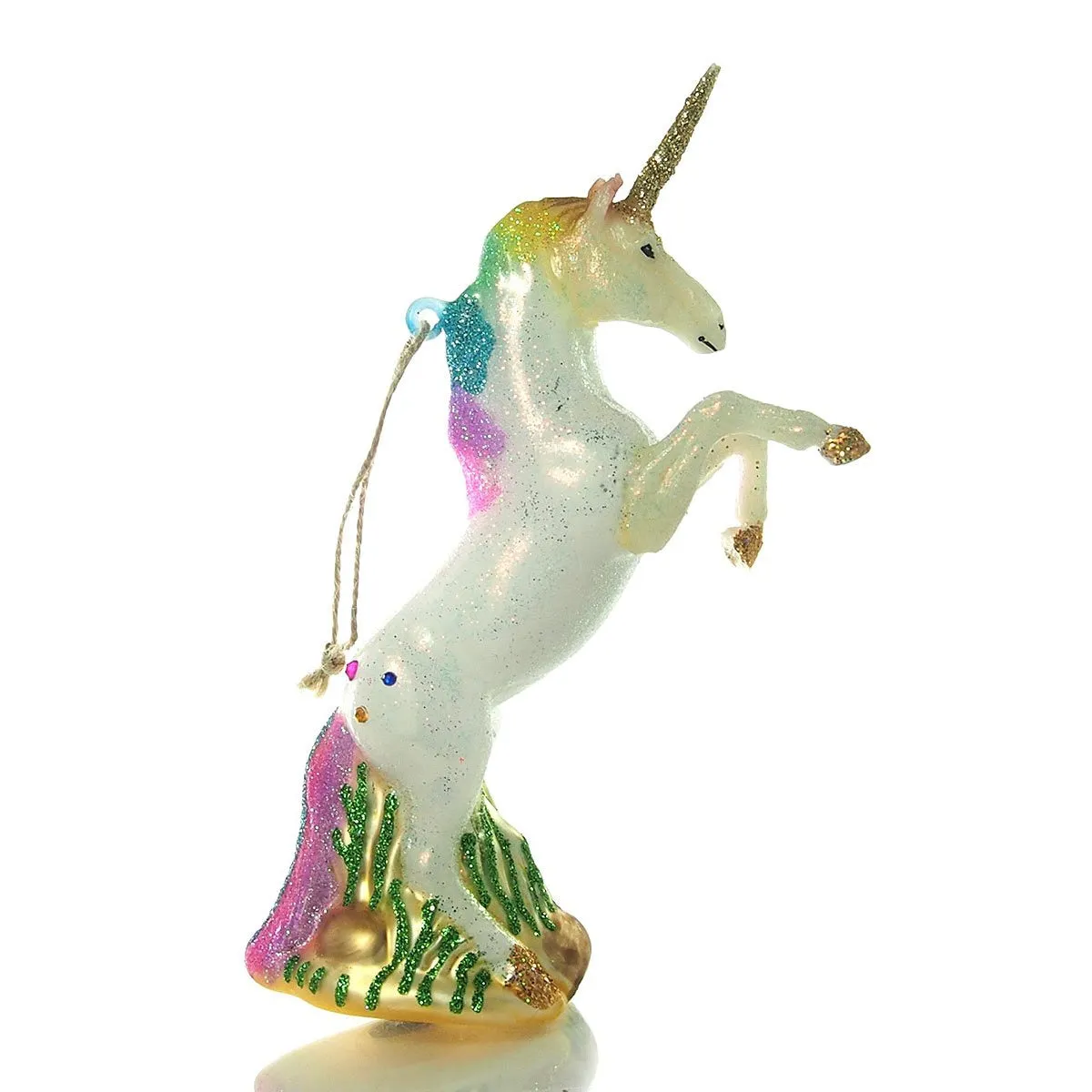 Glittered Rainbow Unicorn Ornament Tall - Image 2