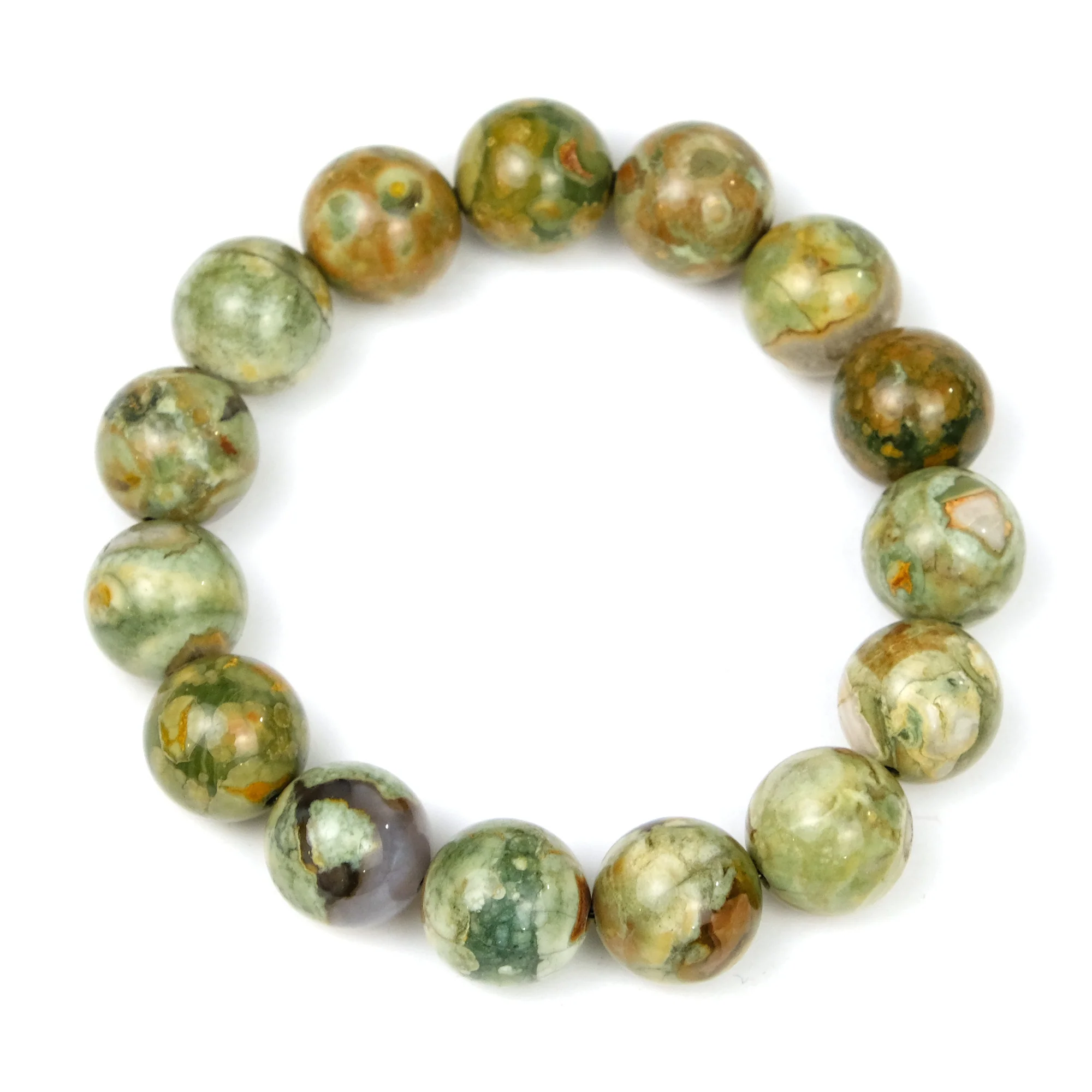 Rainforest Jasper 12mm Rounds Stretch Bracelet - Image 3