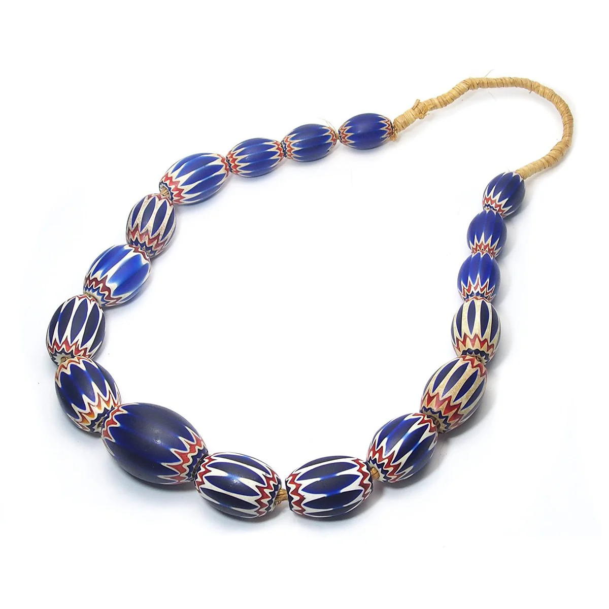Rare Early to Mid 20th Century Inlaid Six Layer Chevron Prestige Beads / Necklace, A - Image 3