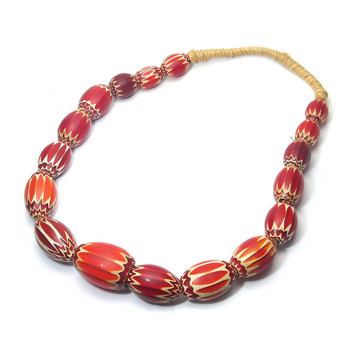 Rare Early to Mid 20th Century Inlaid Six Layer Chevron Prestige Beads / Necklace, B - Image 3