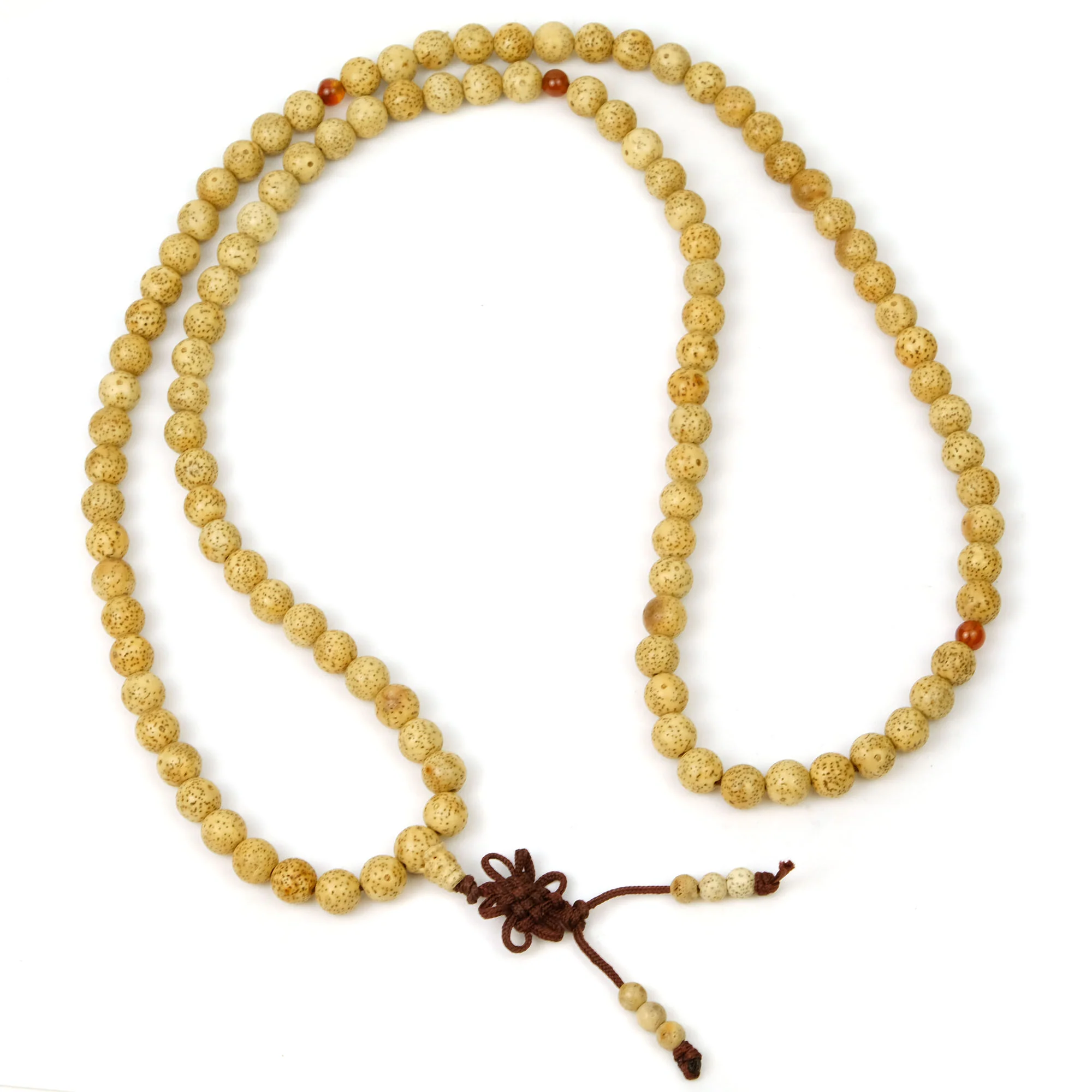 Rattan Seed Mala with Carnelian Spacer Beads 10mm - Image 3