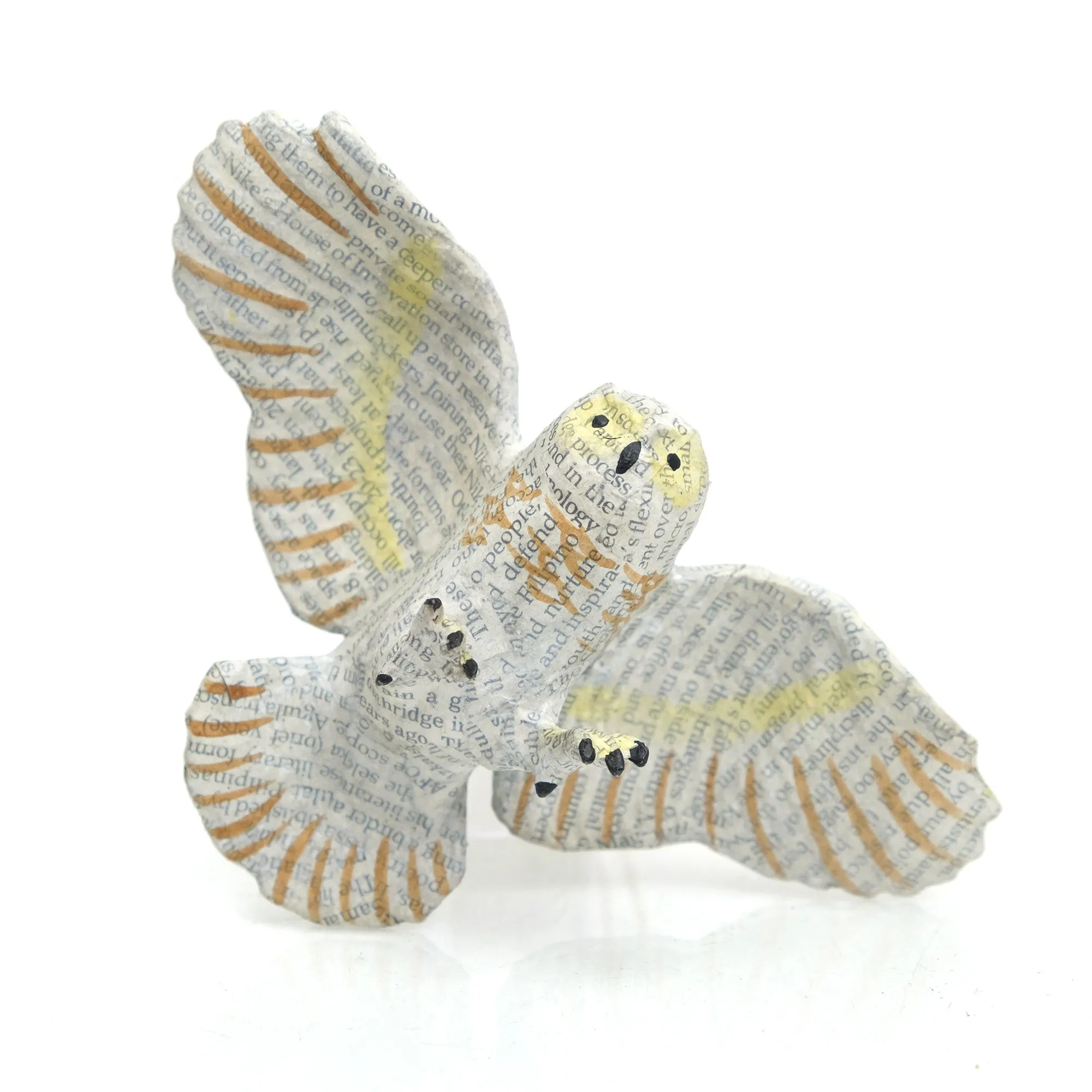 Recycled Newspaper Owl Ornament - Image 3