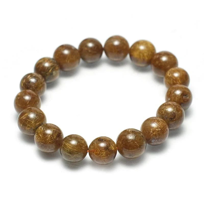 Red Copper Rutilated Quartz Stretch Bracelet 11mm,12mm,14mm - Image 5