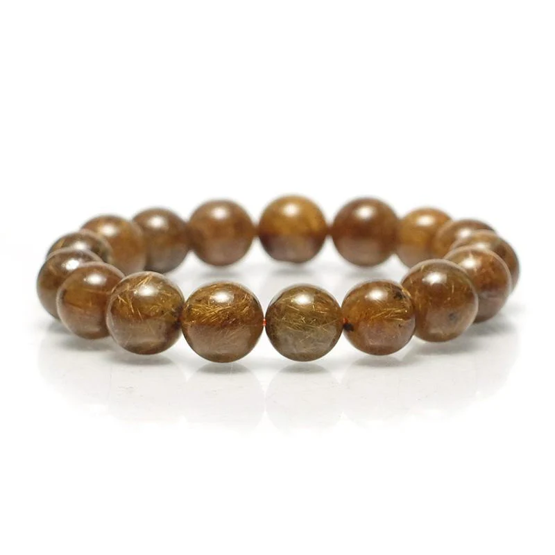 Red Copper Rutilated Quartz Stretch Bracelet 11mm,12mm,14mm - Image 6