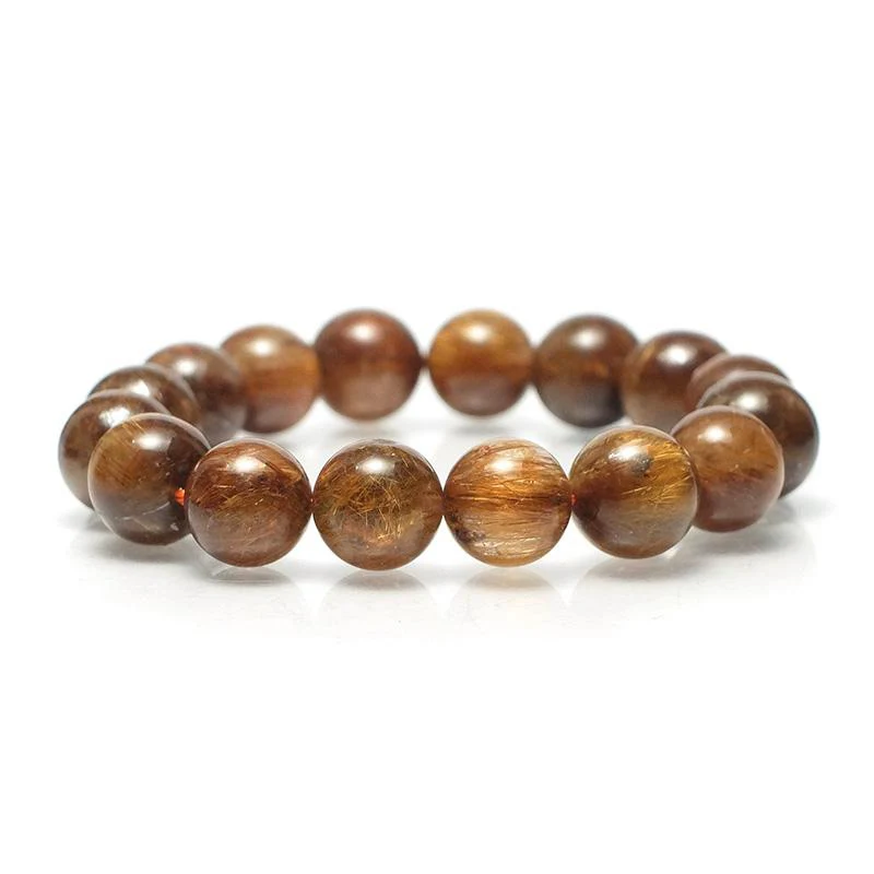 Red Copper Rutilated Quartz Stretch Bracelet 11mm,12mm,14mm - Image 8