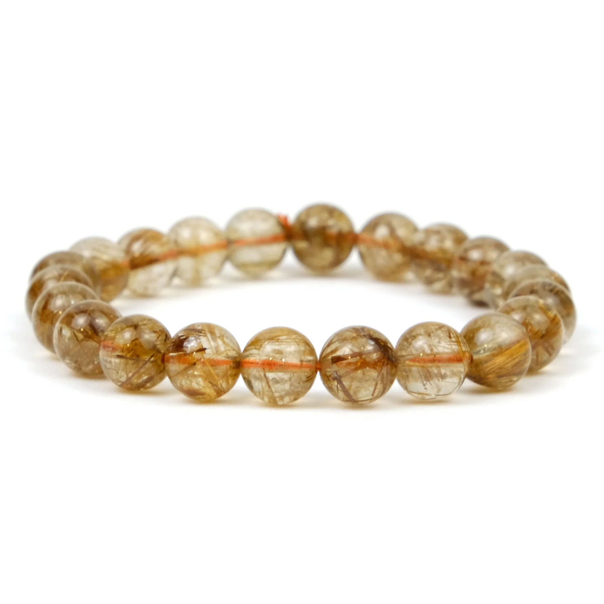Red Copper Rutilated Quartz Stretch Bracelet 8mm - Image 2