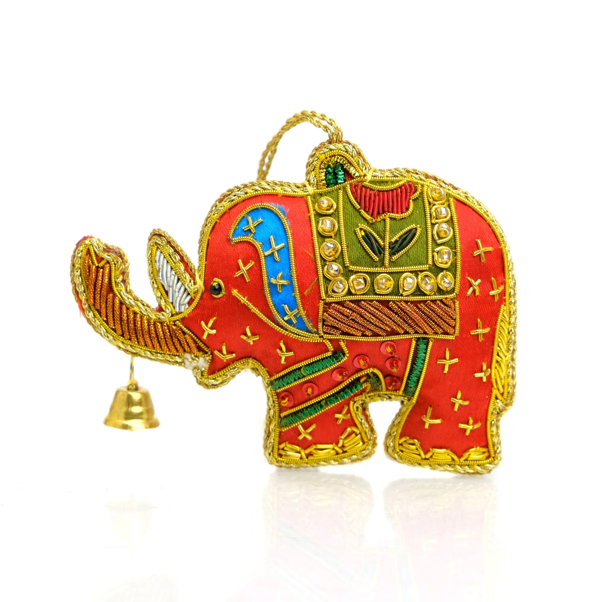 Red Elephant with Bell Ornament - Image 2